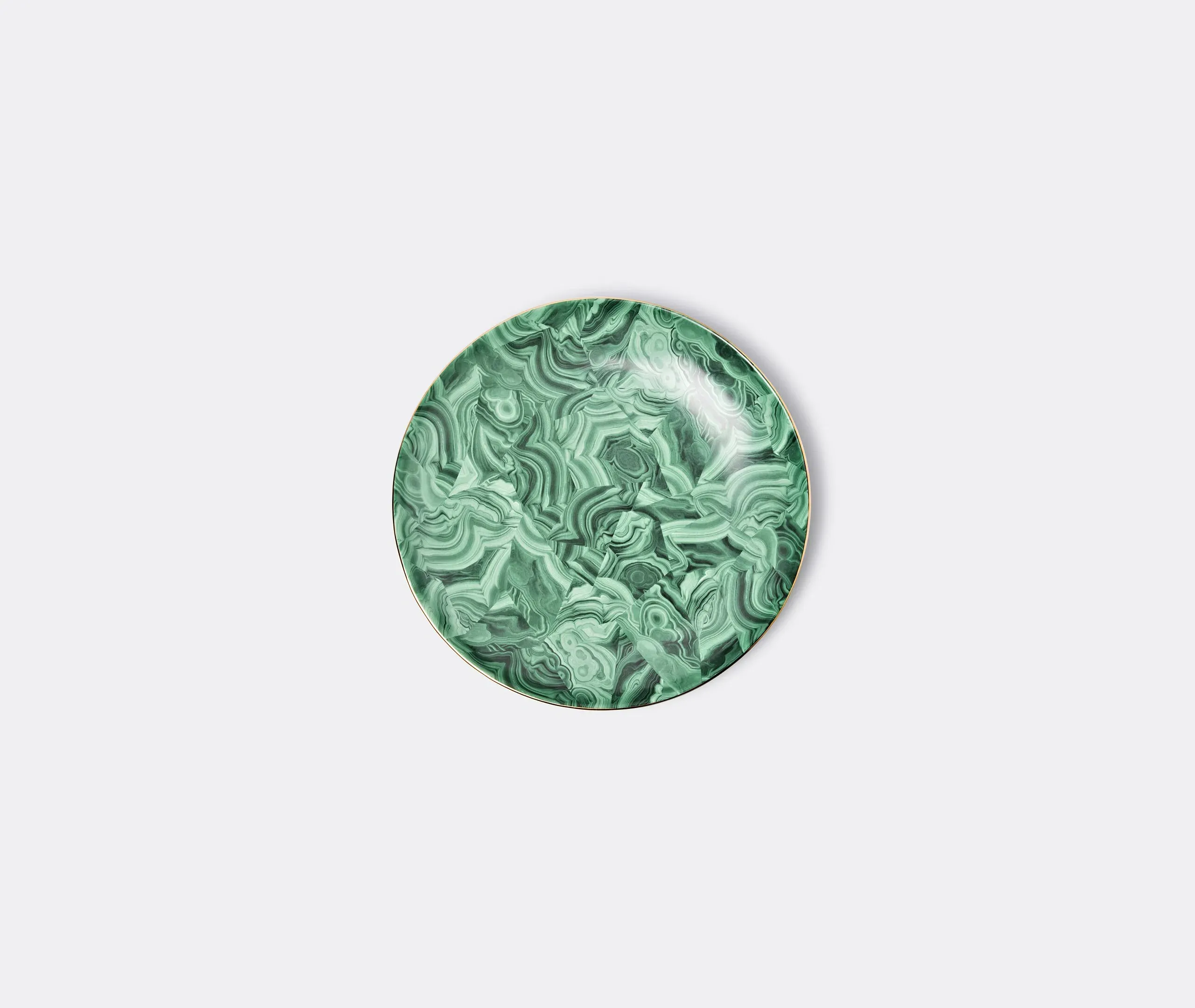 Round Platter with Gold Rim - Green, Ceramic