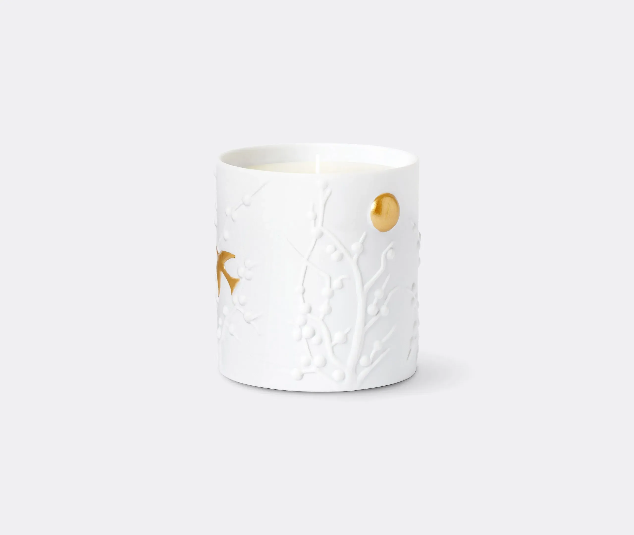 Scented Candle with Branch Design - White, Porcelain