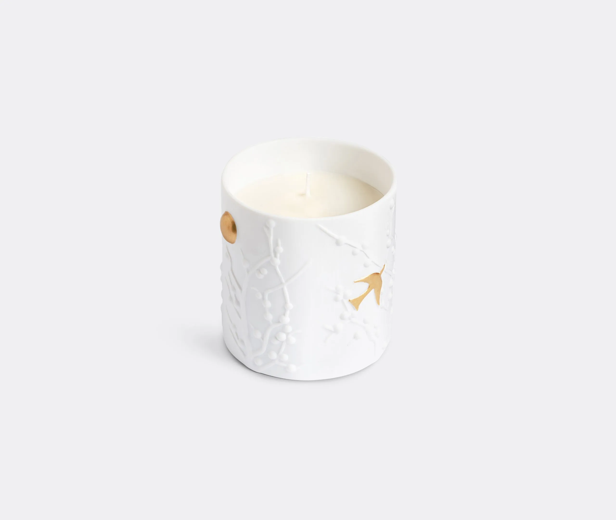 Scented Candle with Branch Design - White, Porcelain
