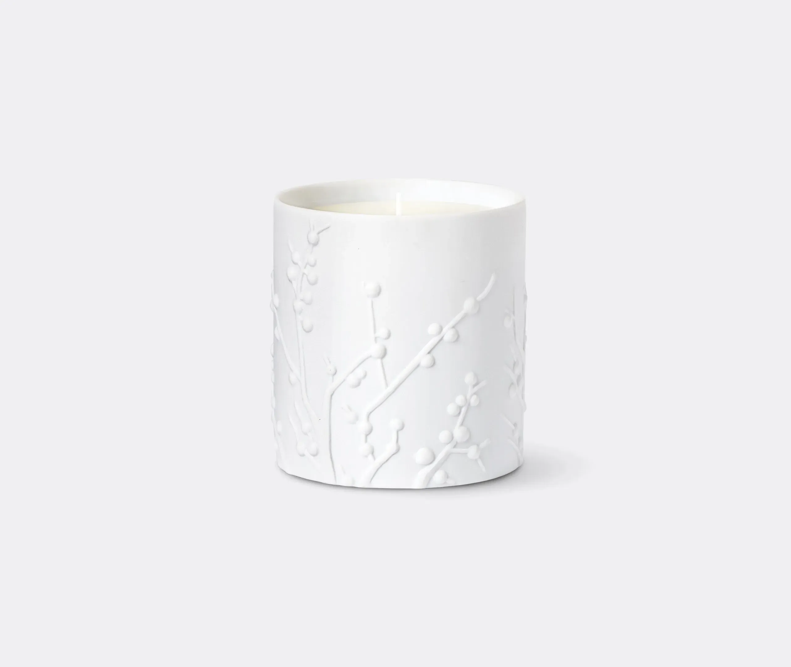 Scented Candle with Branch Design - White, Porcelain