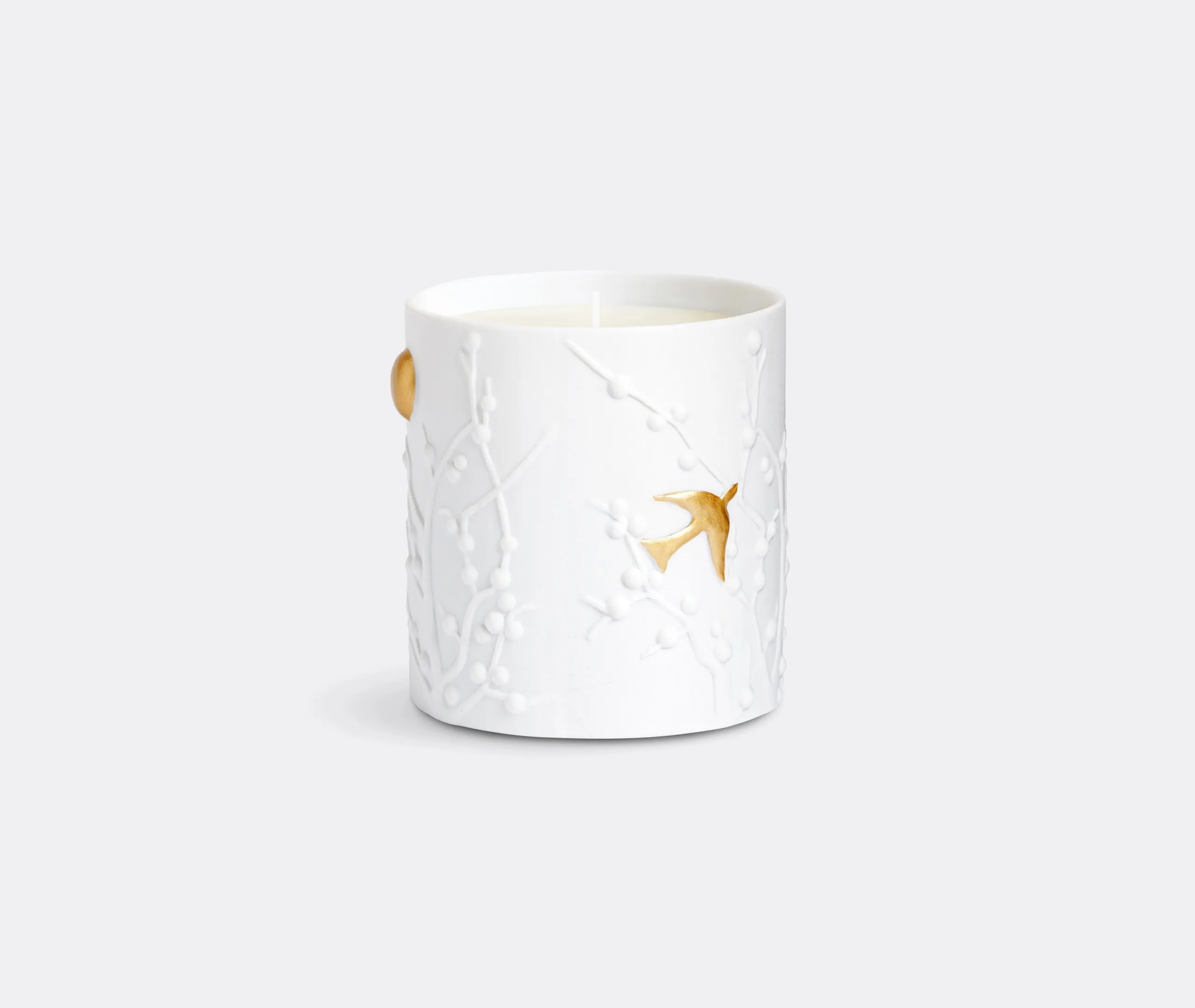 Scented Candle with Branch Design - White, Porcelain image