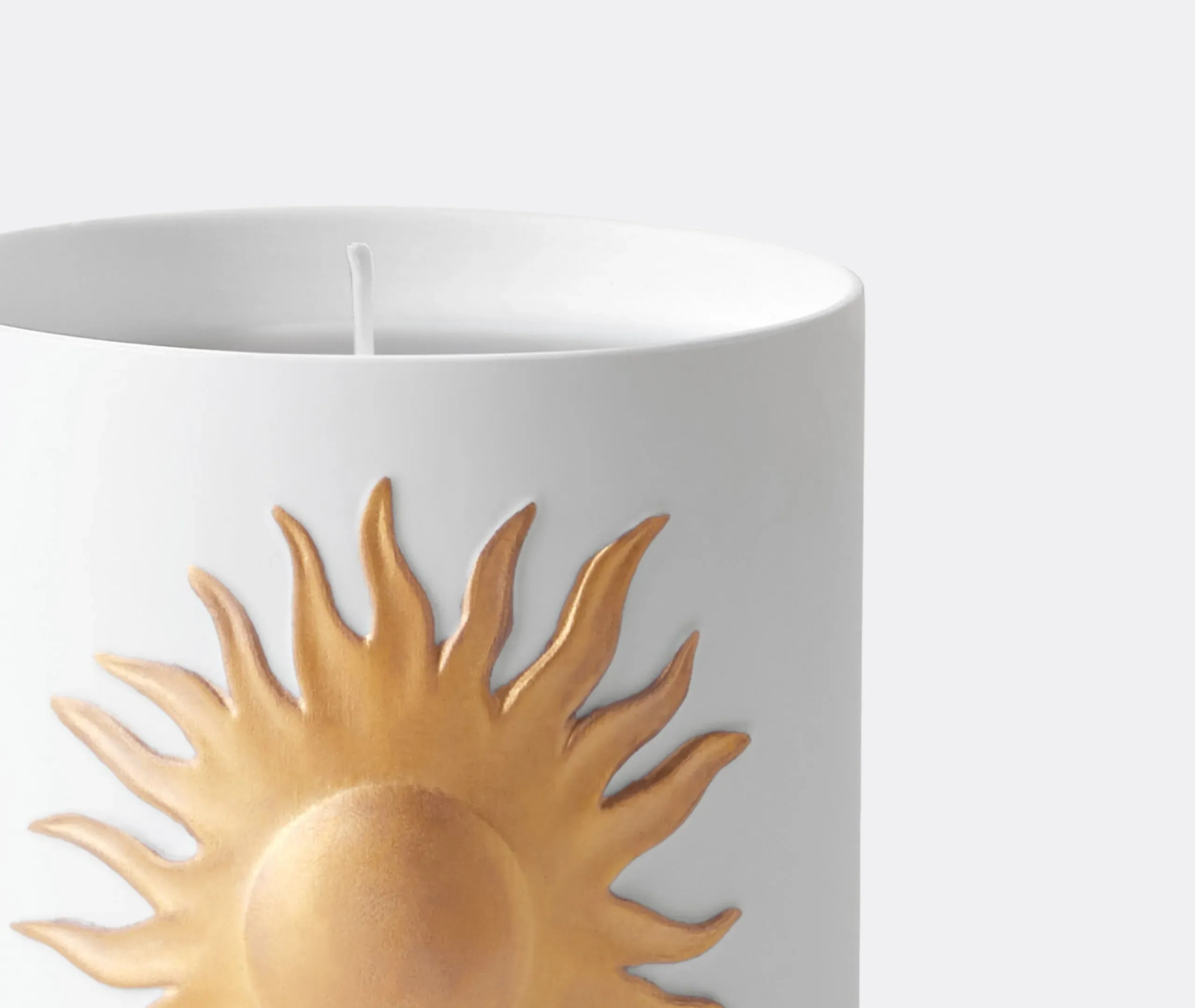 Scented Candle with Solar Motif - White, Porcelain