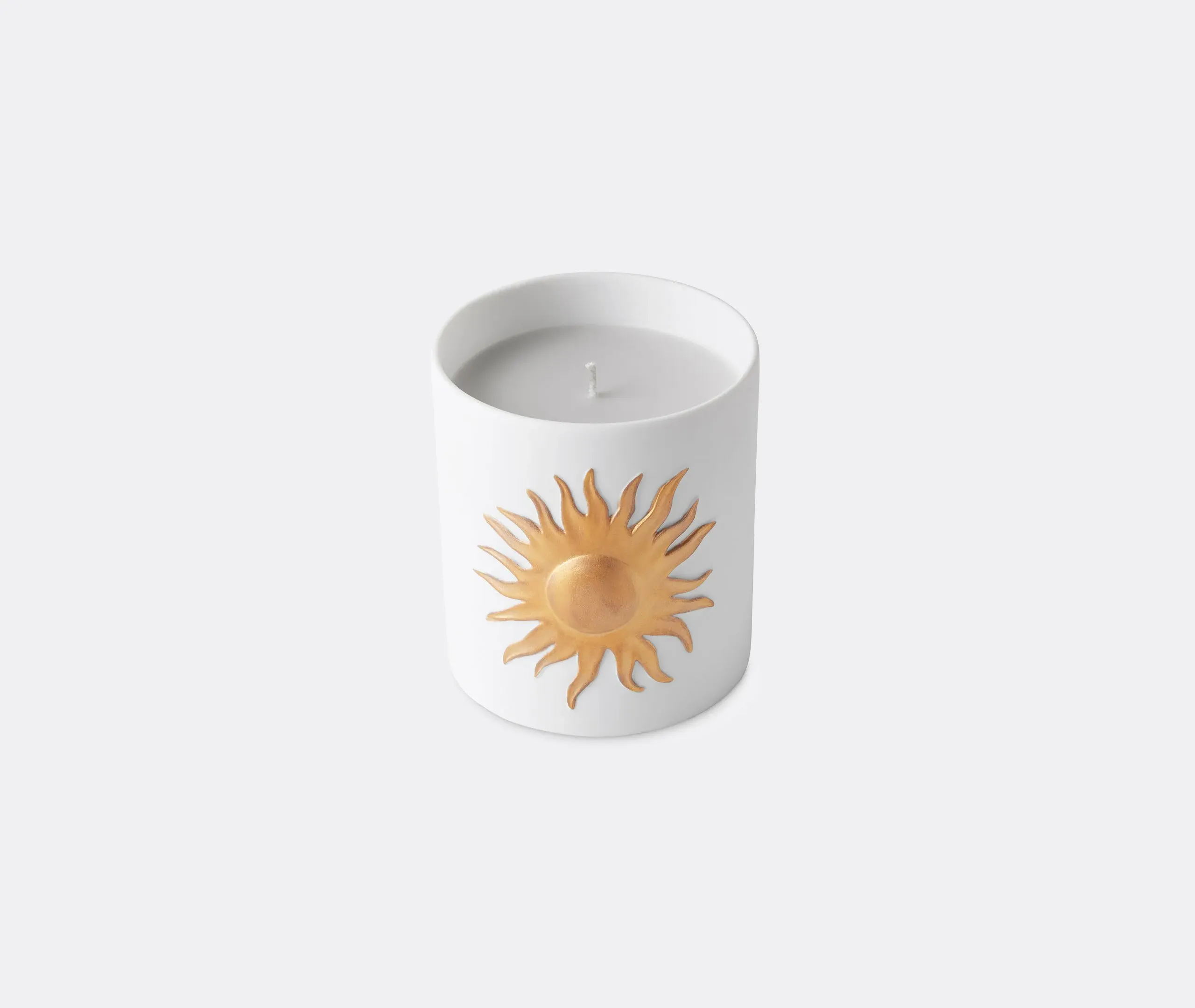 Scented Candle with Solar Motif - White, Porcelain