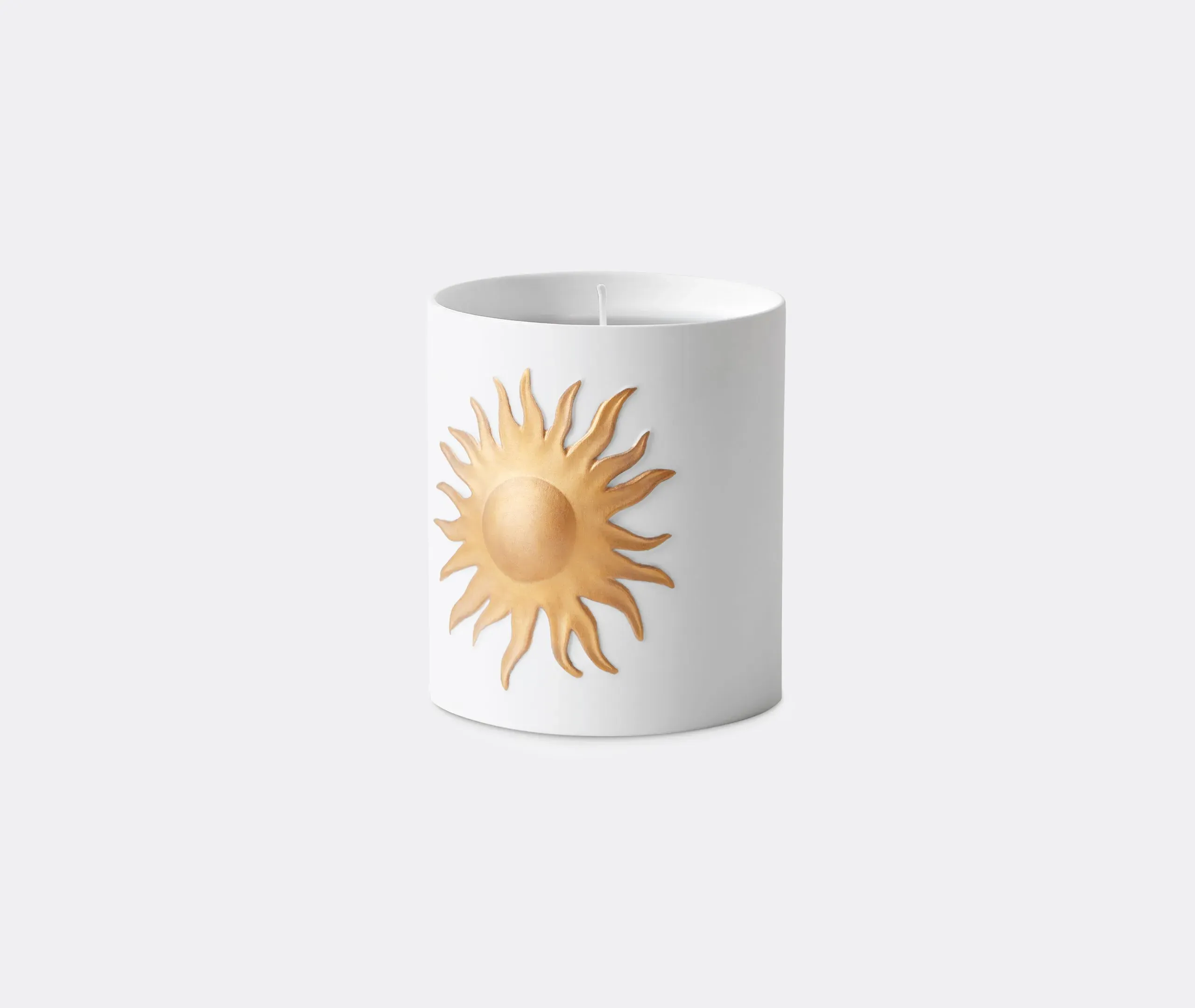 Scented Candle with Solar Motif - White, Porcelain