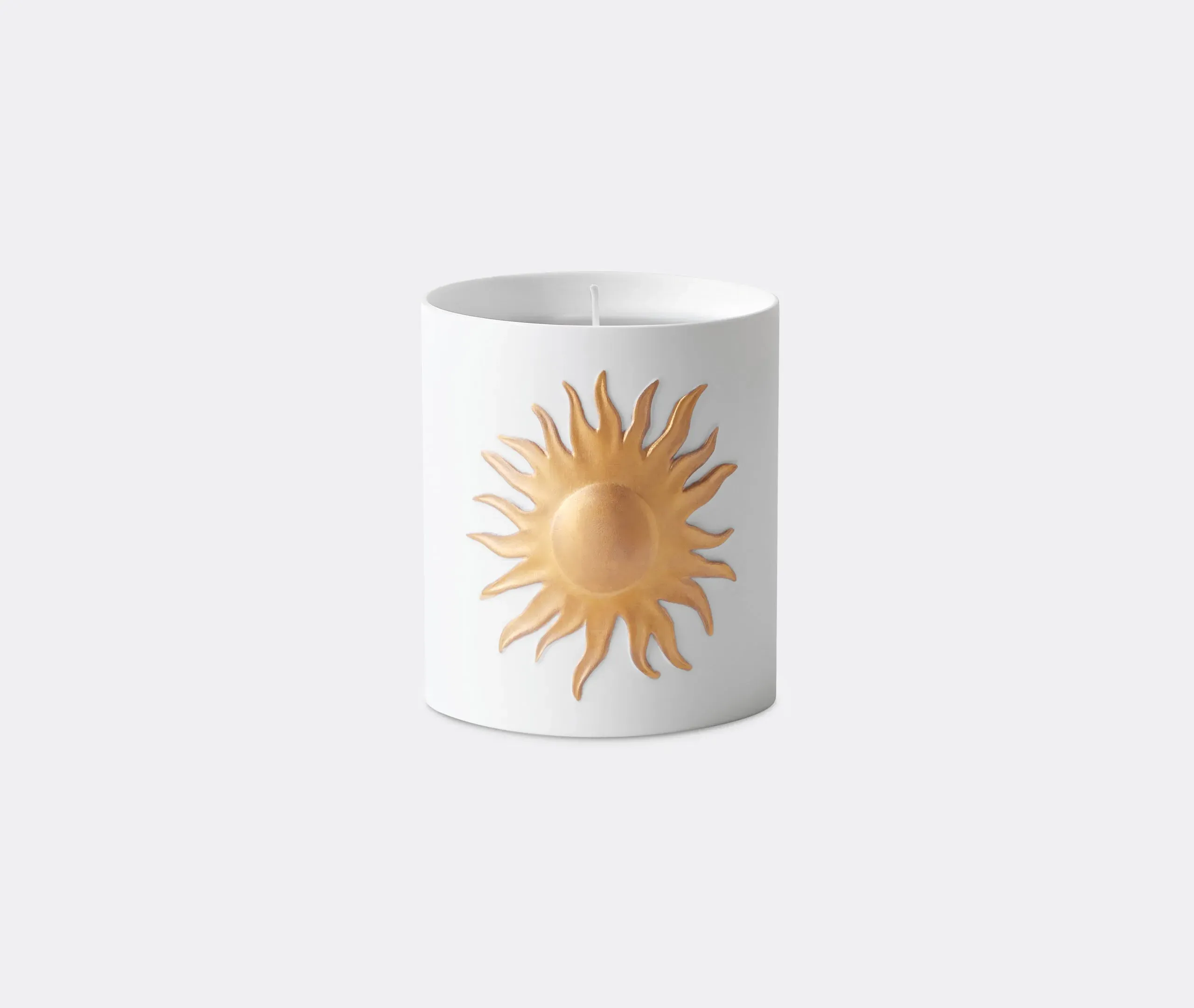Scented Candle with Solar Motif - White, Porcelain