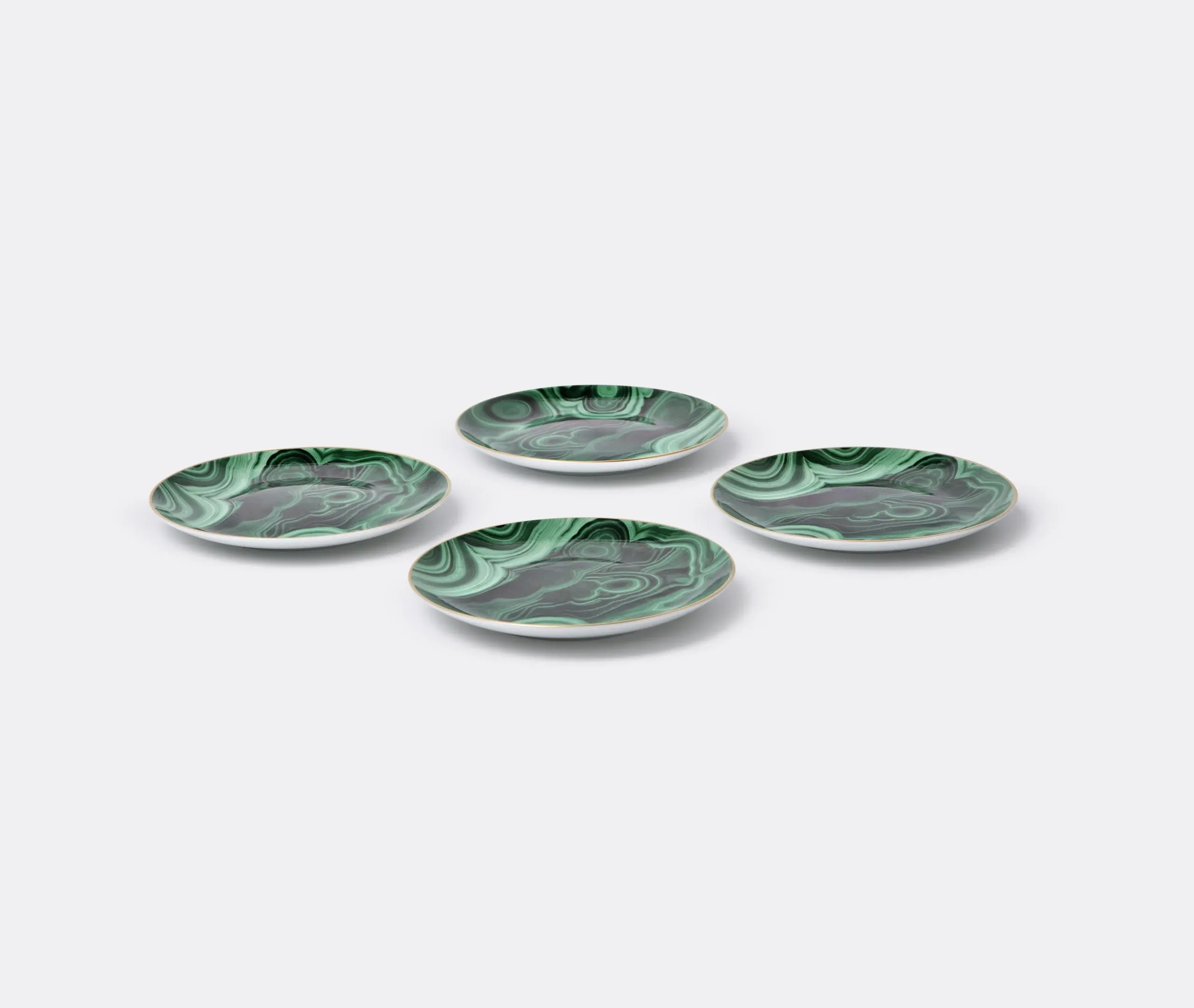 Set of 4 Dessert Plates - Green, Porcelain
