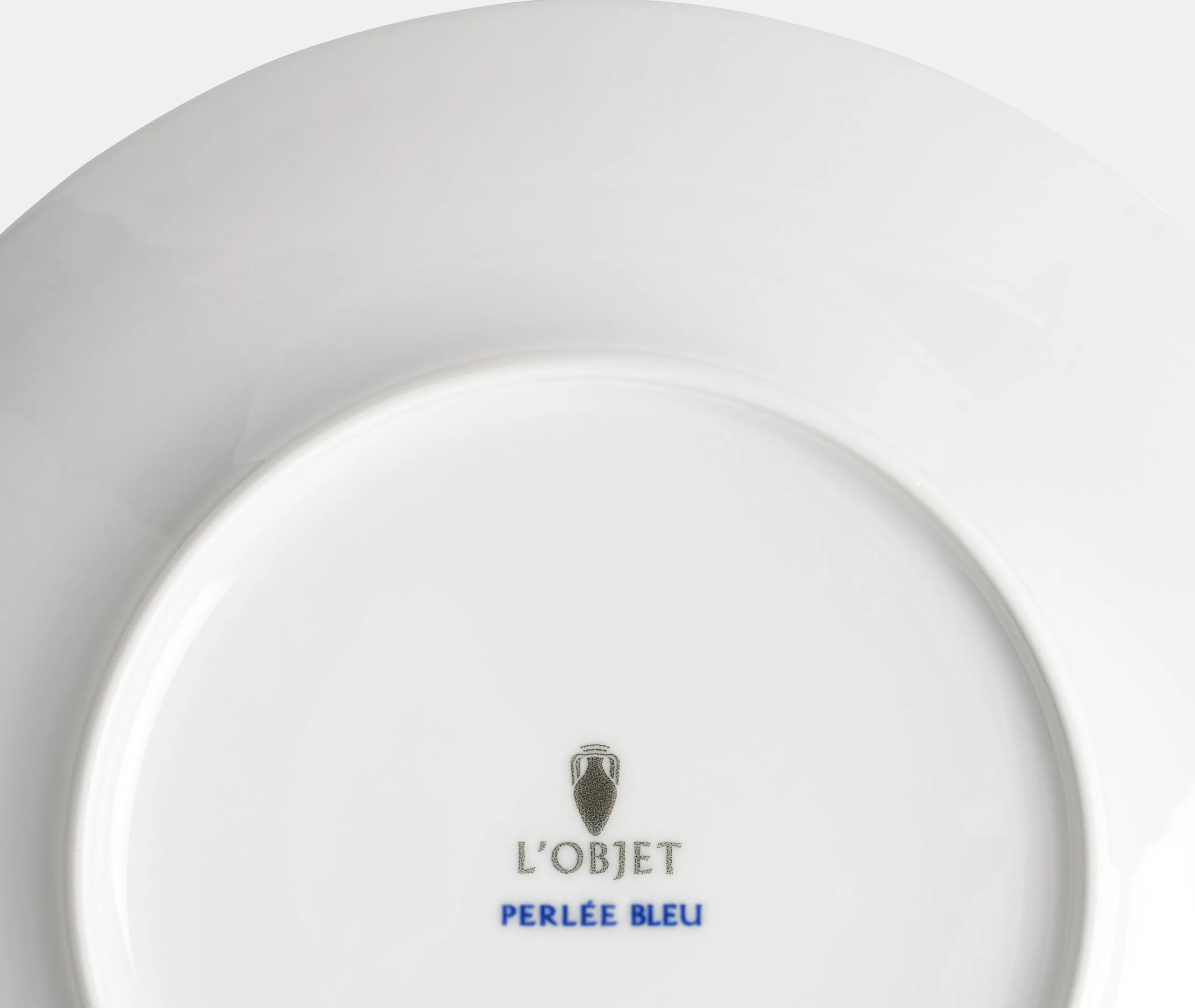Shallow Soup Plate with Painted Rim - Blue, Porcelain