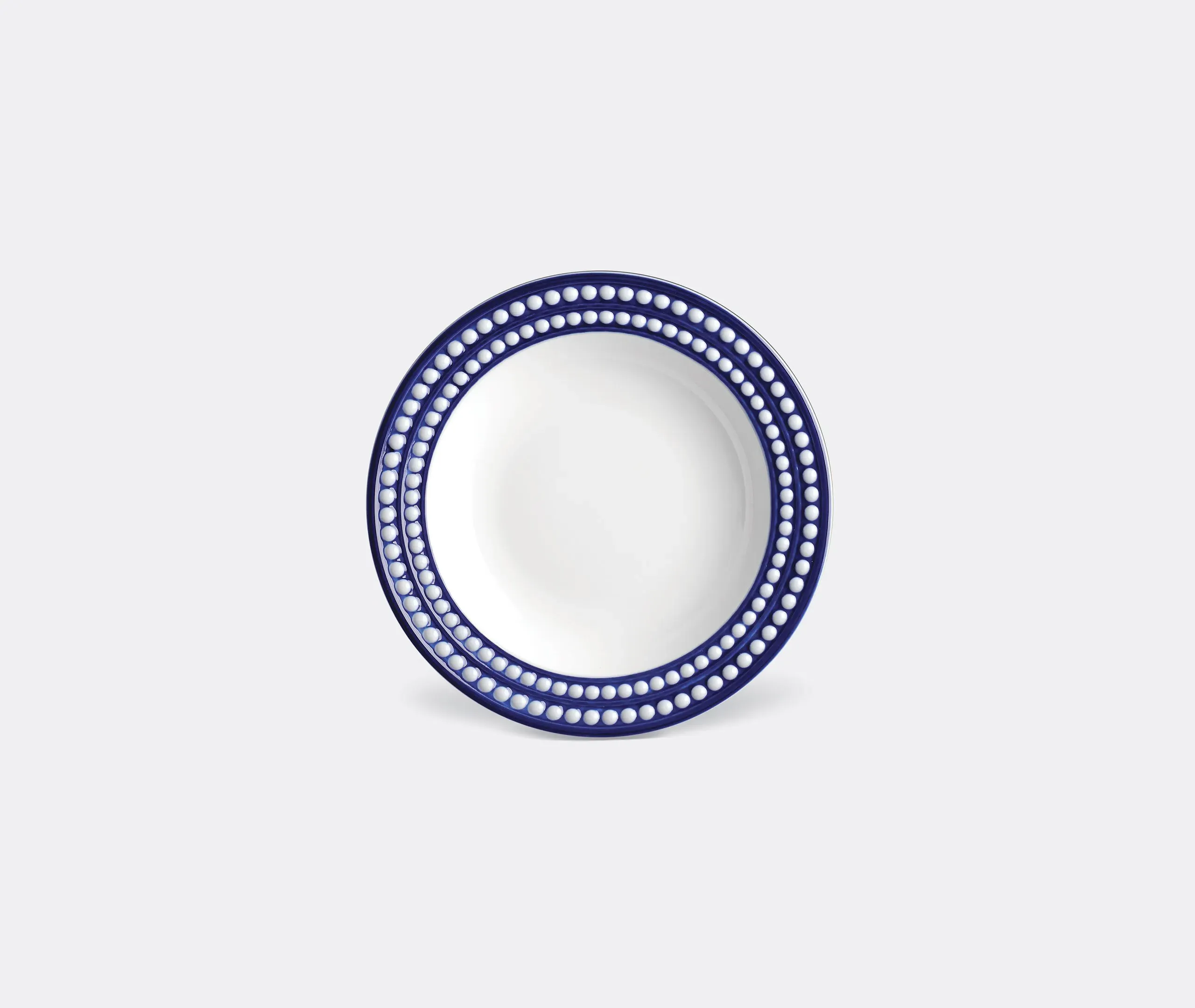 Shallow Soup Plate with Painted Rim - Blue, Porcelain