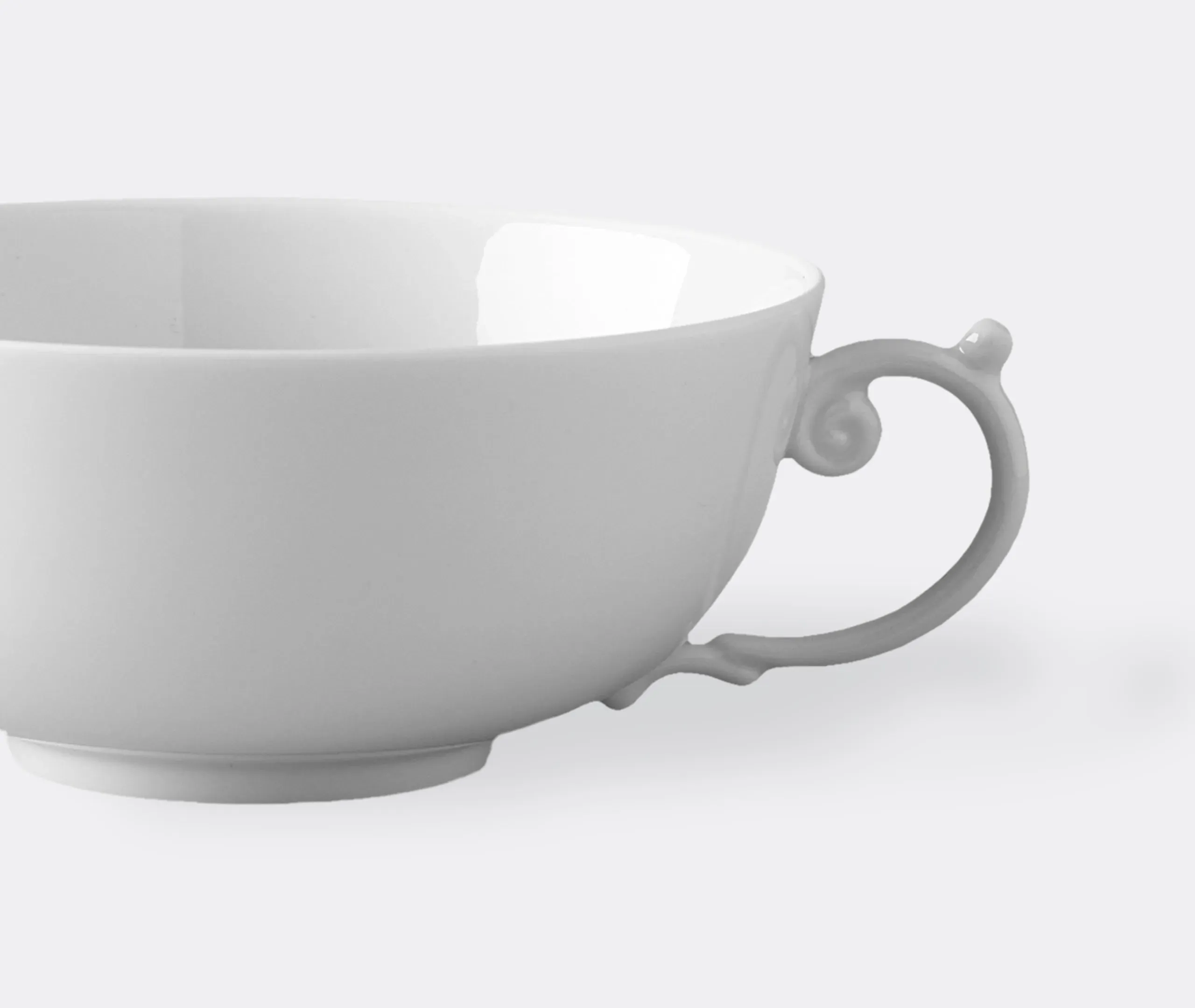 Soup Bowl with Two Handles - White, Porcelain