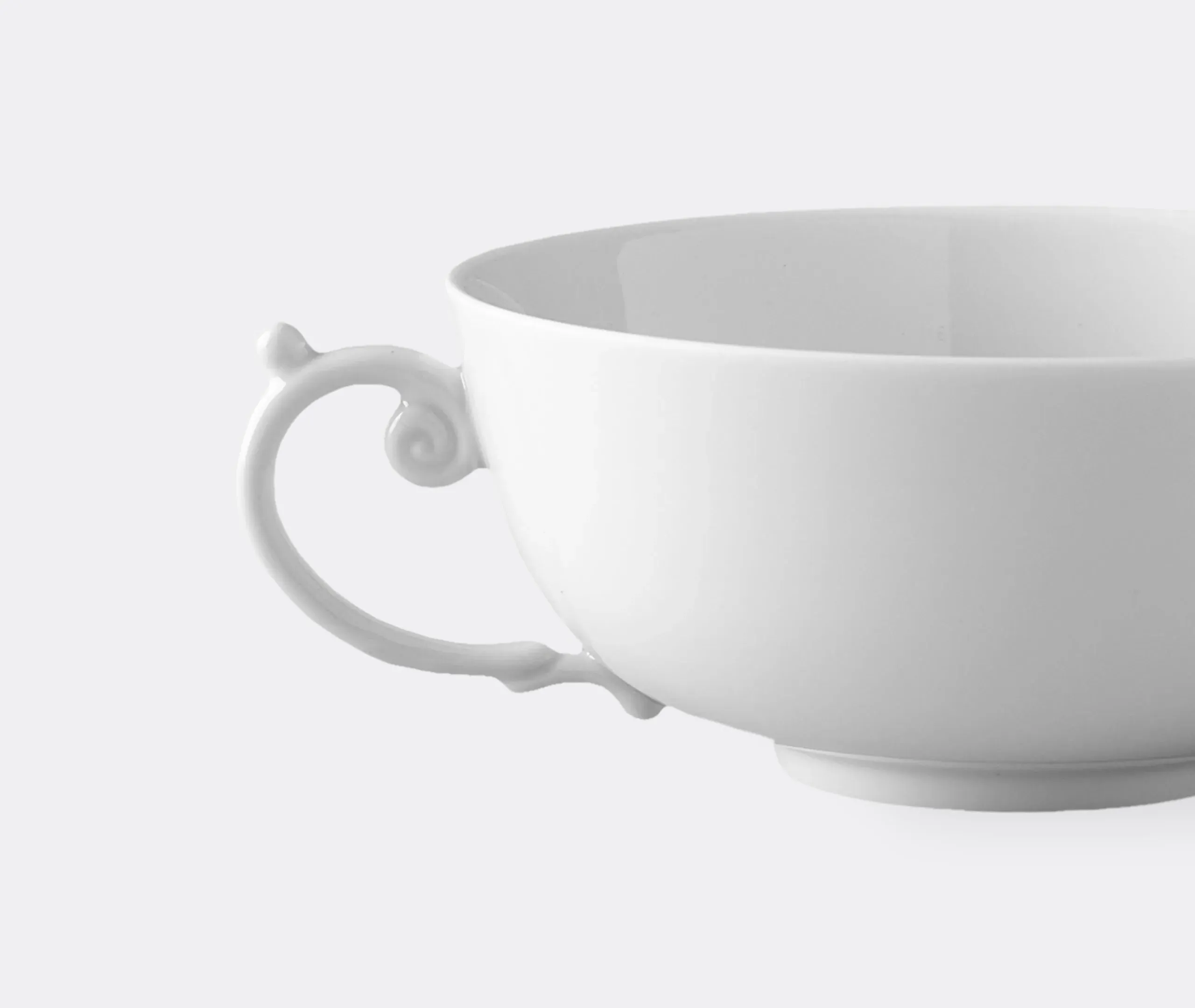 Soup Bowl with Two Handles - White, Porcelain