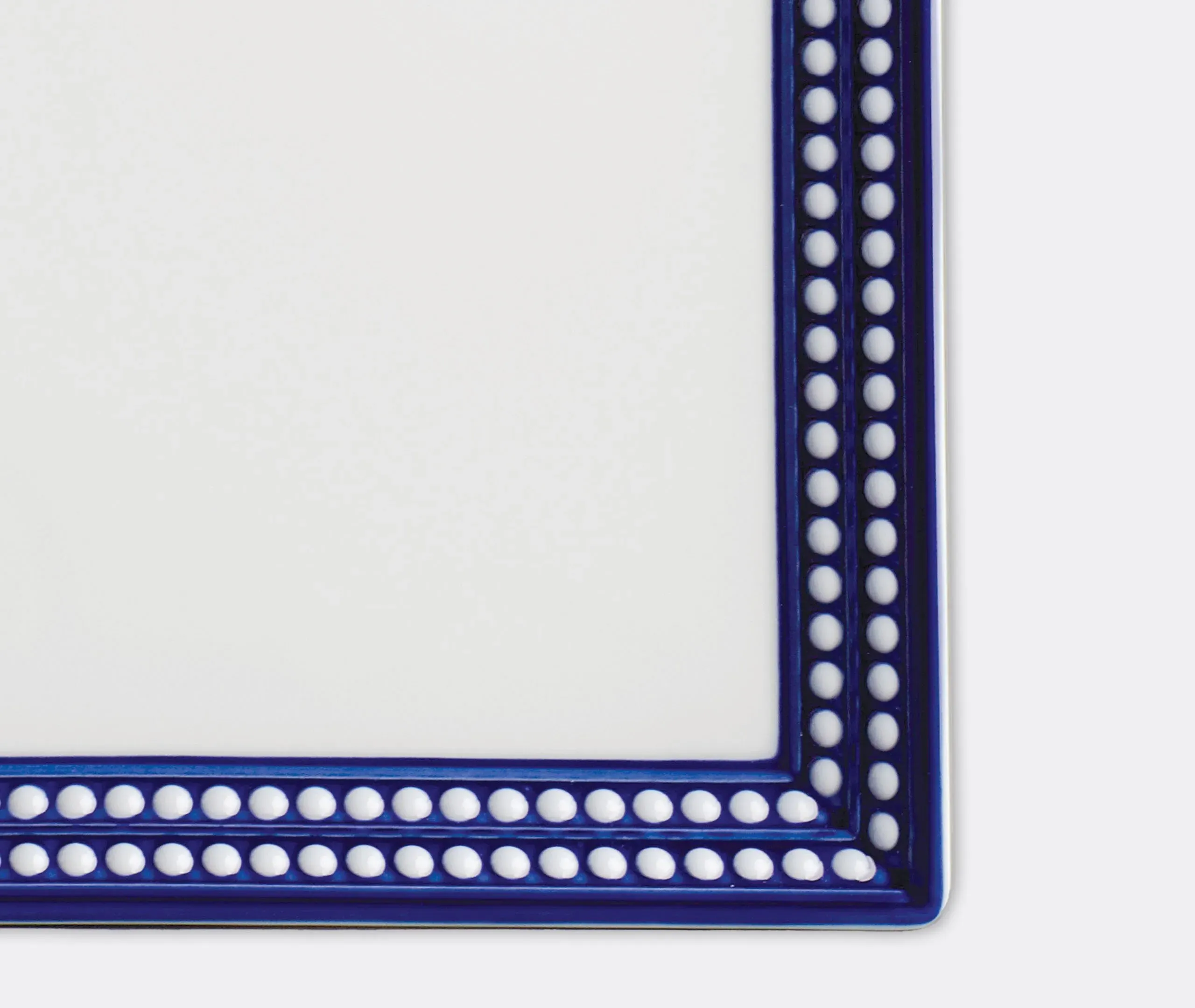 Square Vide Poche Tray with Blue Edges - Blue, Porcelain