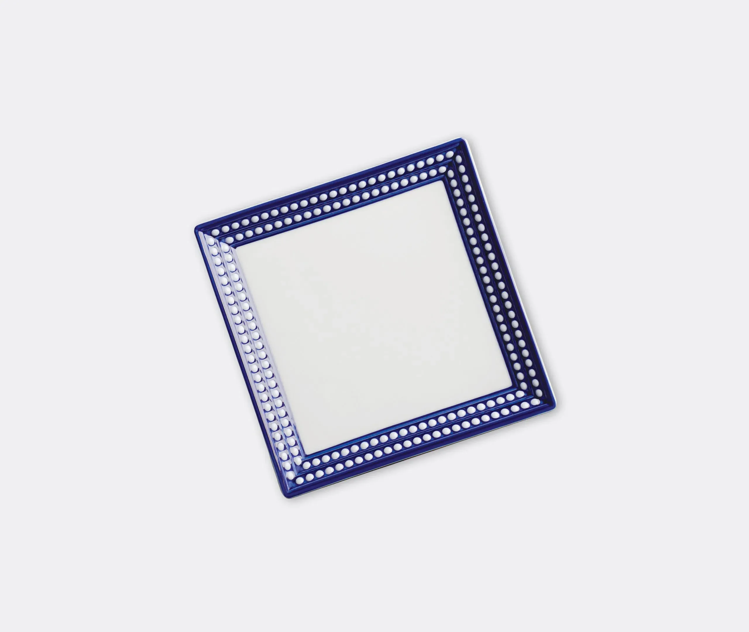 Square Vide Poche Tray with Blue Edges - Blue, Porcelain