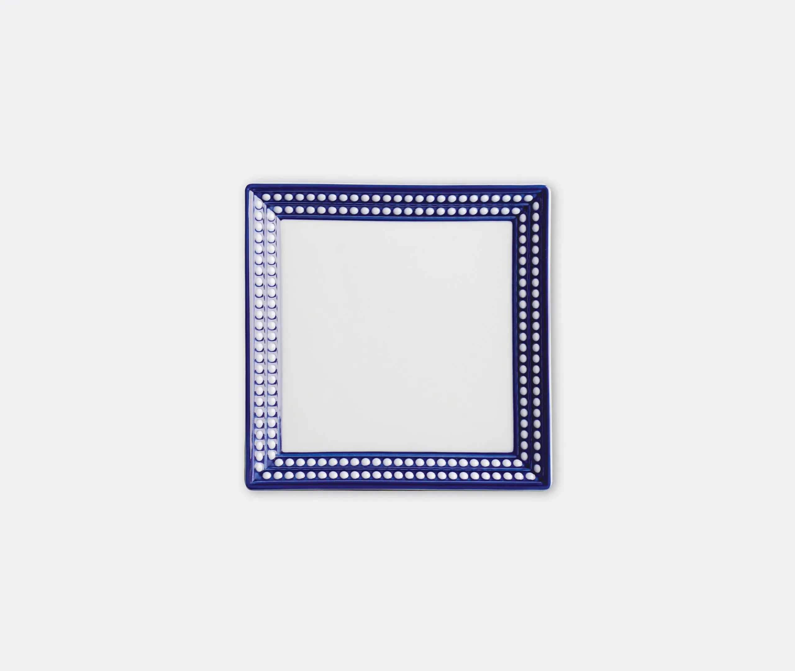 Square Vide Poche Tray with Blue Edges - Blue, Porcelain