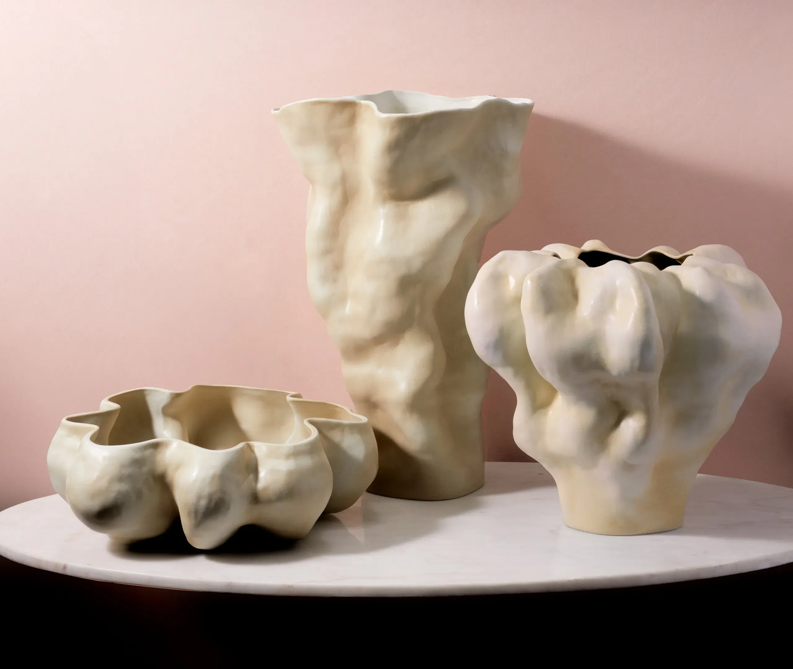 Tall Vase Hand-Sculpted - Latte, Porcelain