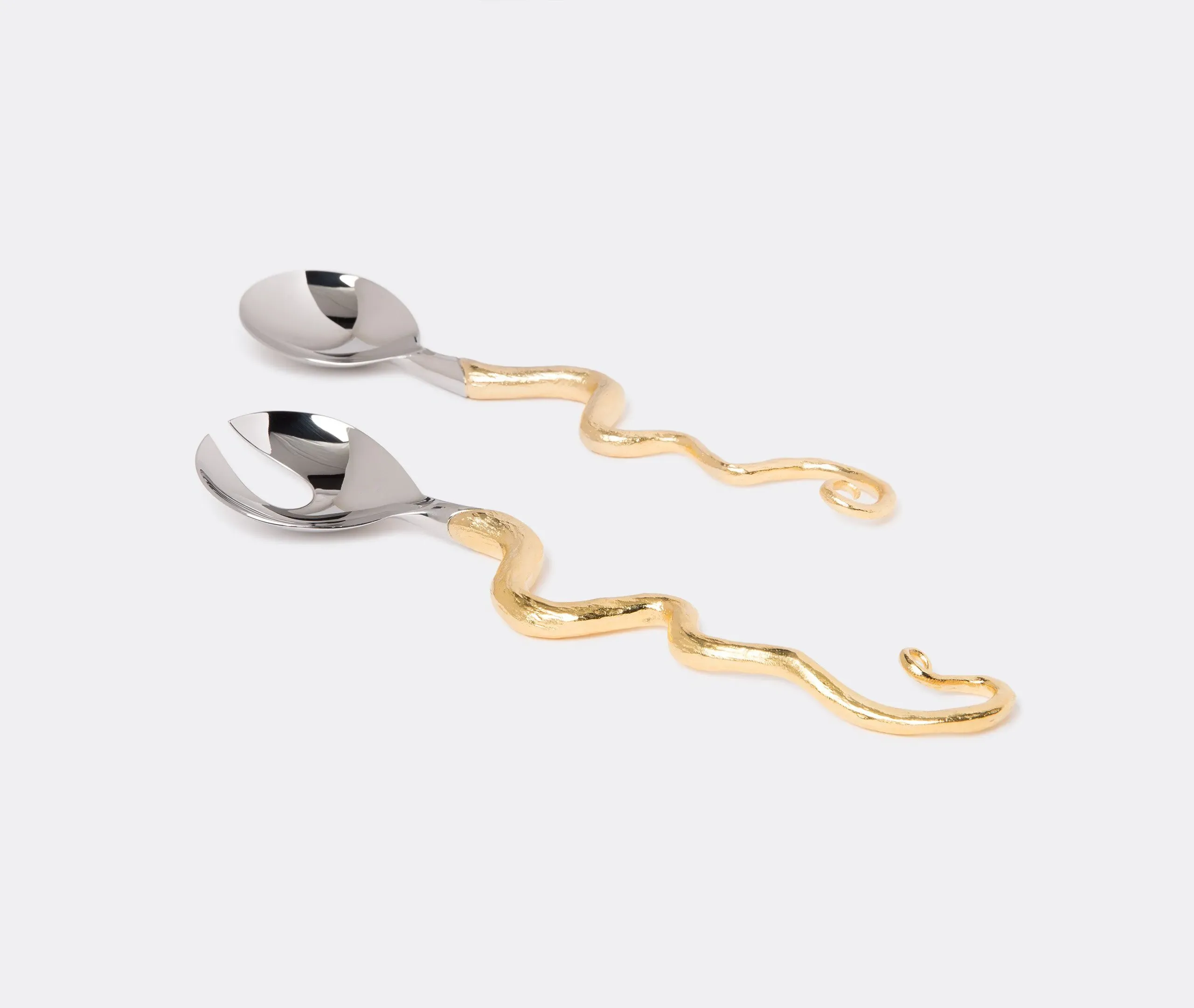 Twisted Horn Serving Set - Antique Gold