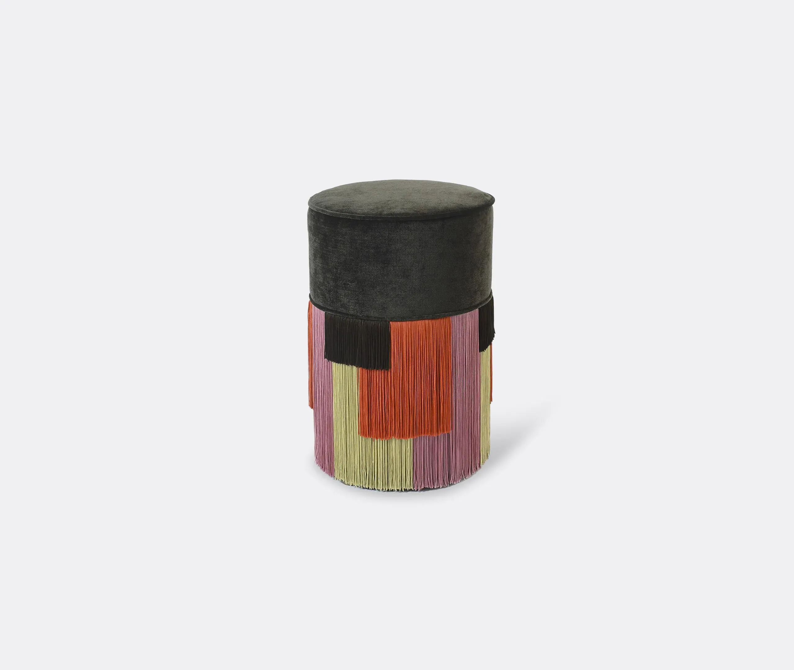 Couture Geometric Stripe Ottoman - Brown, Multicolor image