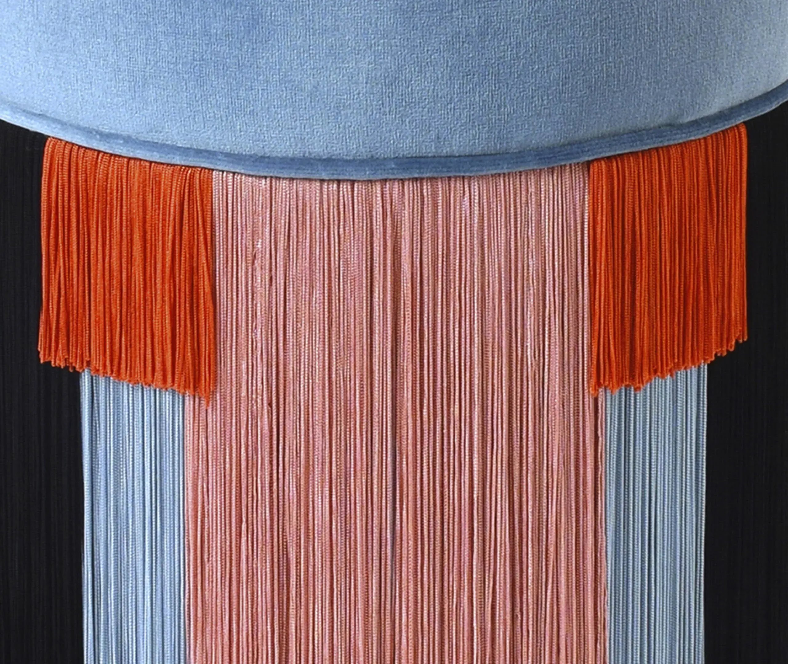 Couture Geometric Tie Ottoman - Blue