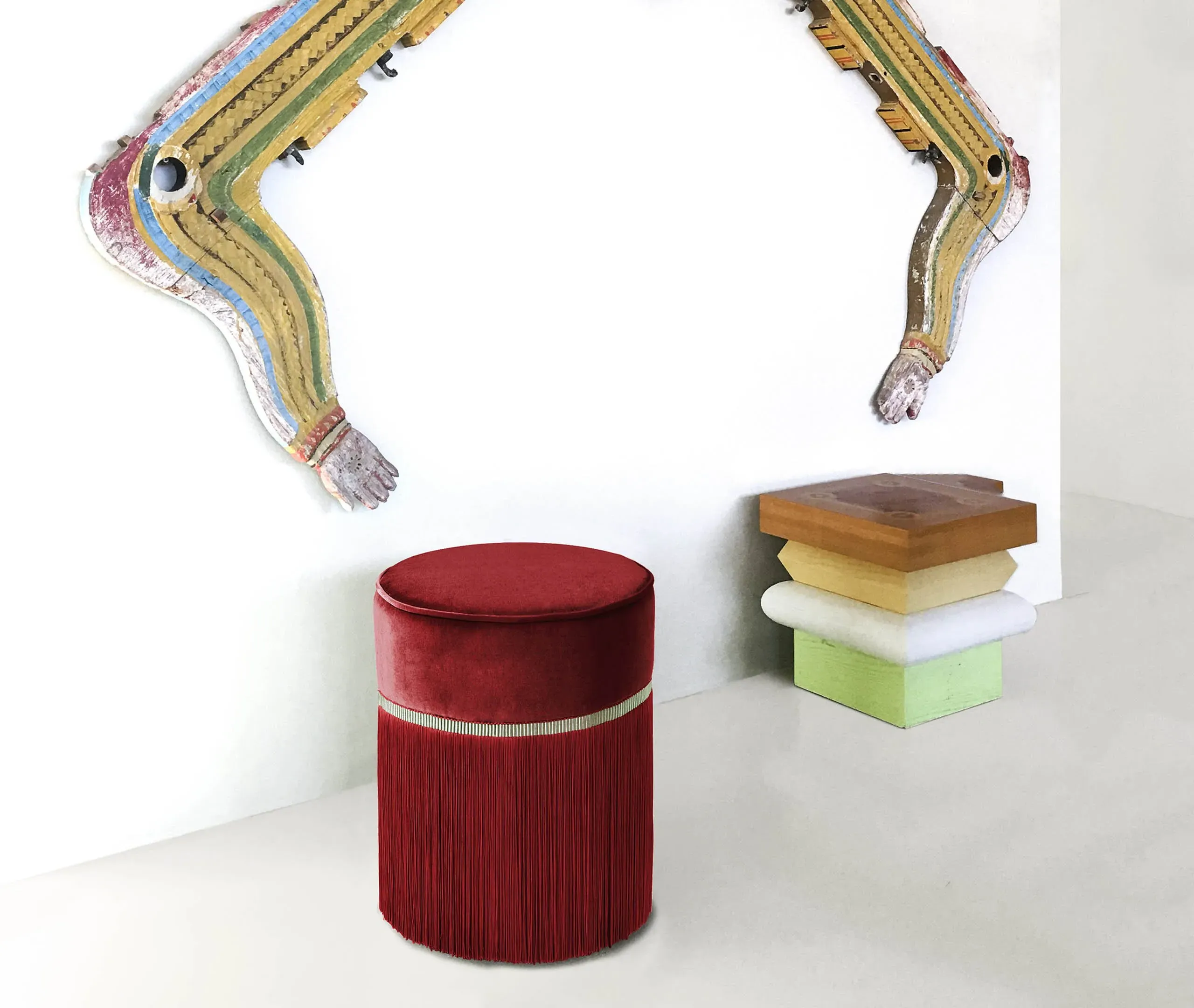 Couture Medium Ottoman - Red