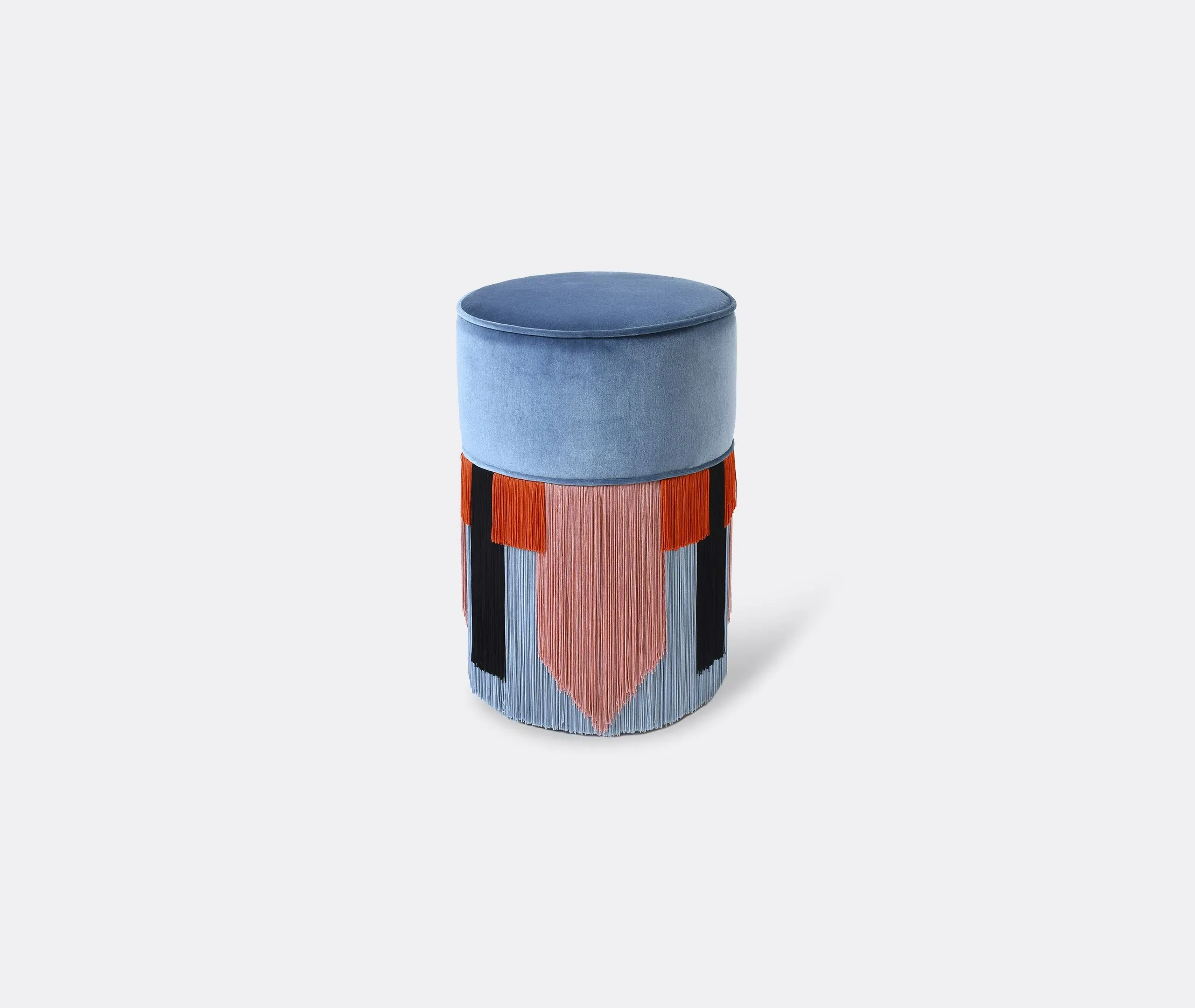 Geometric Ottoman with Tie Pattern - Blue image