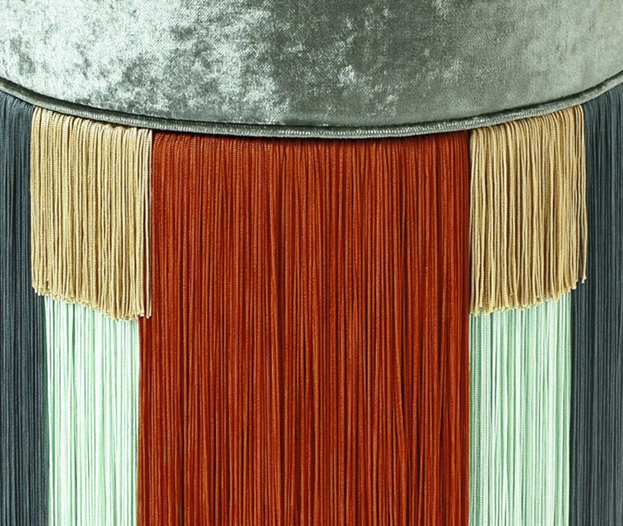 Geometric Ottoman with Tie Pattern - Green