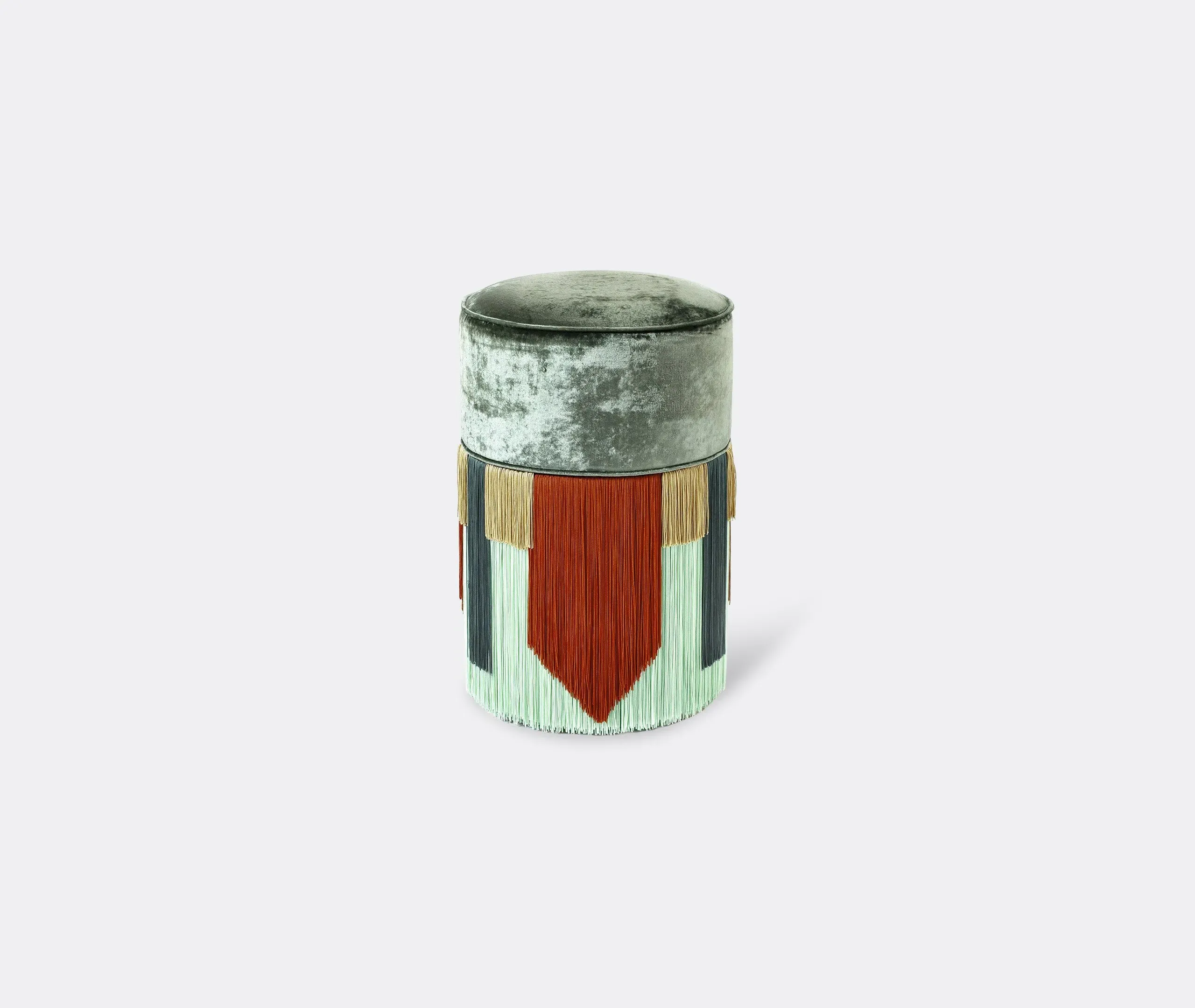 Geometric Ottoman with Tie Pattern - Green