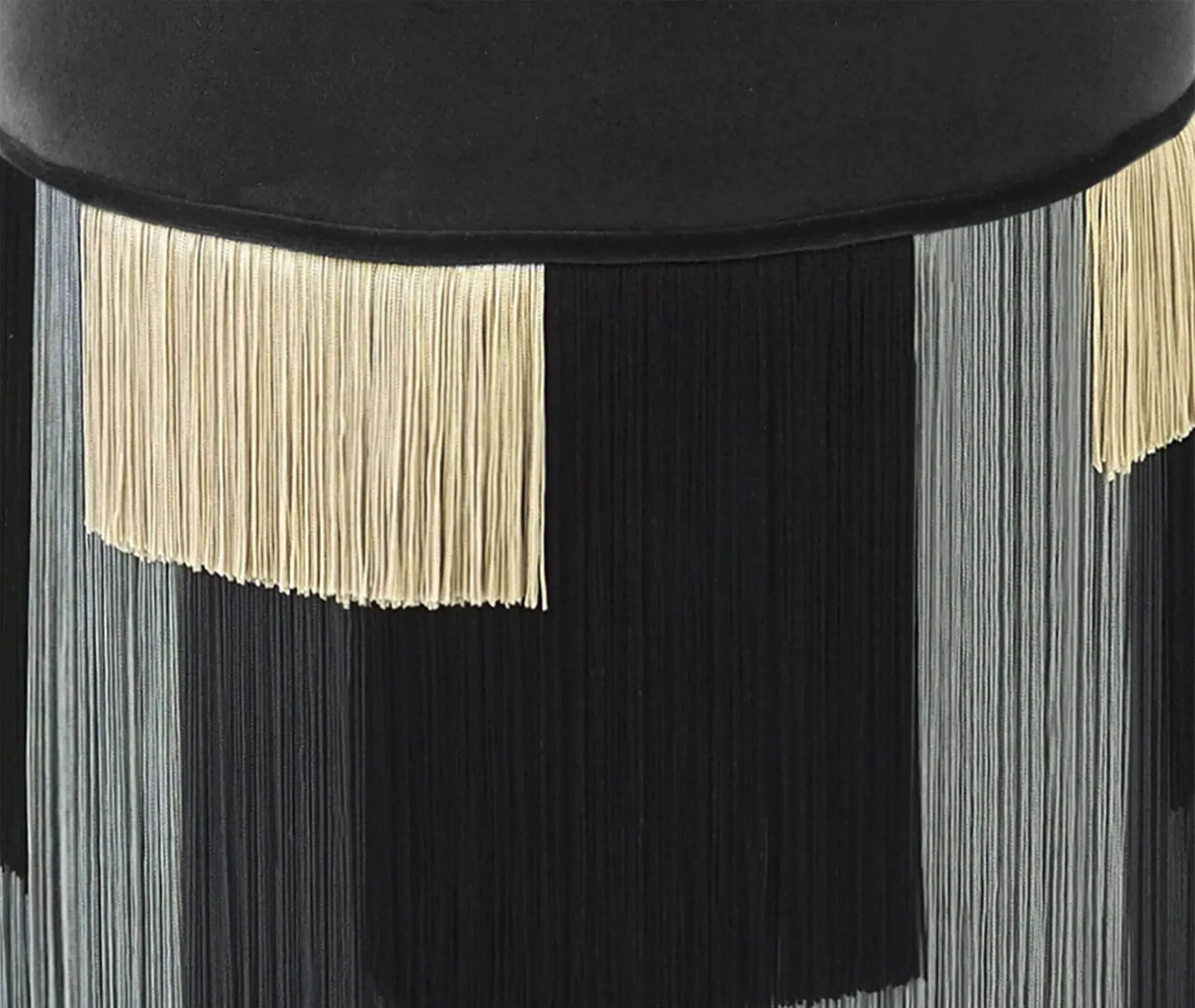 Geometric Stripe Ottoman - Grey, Fabric