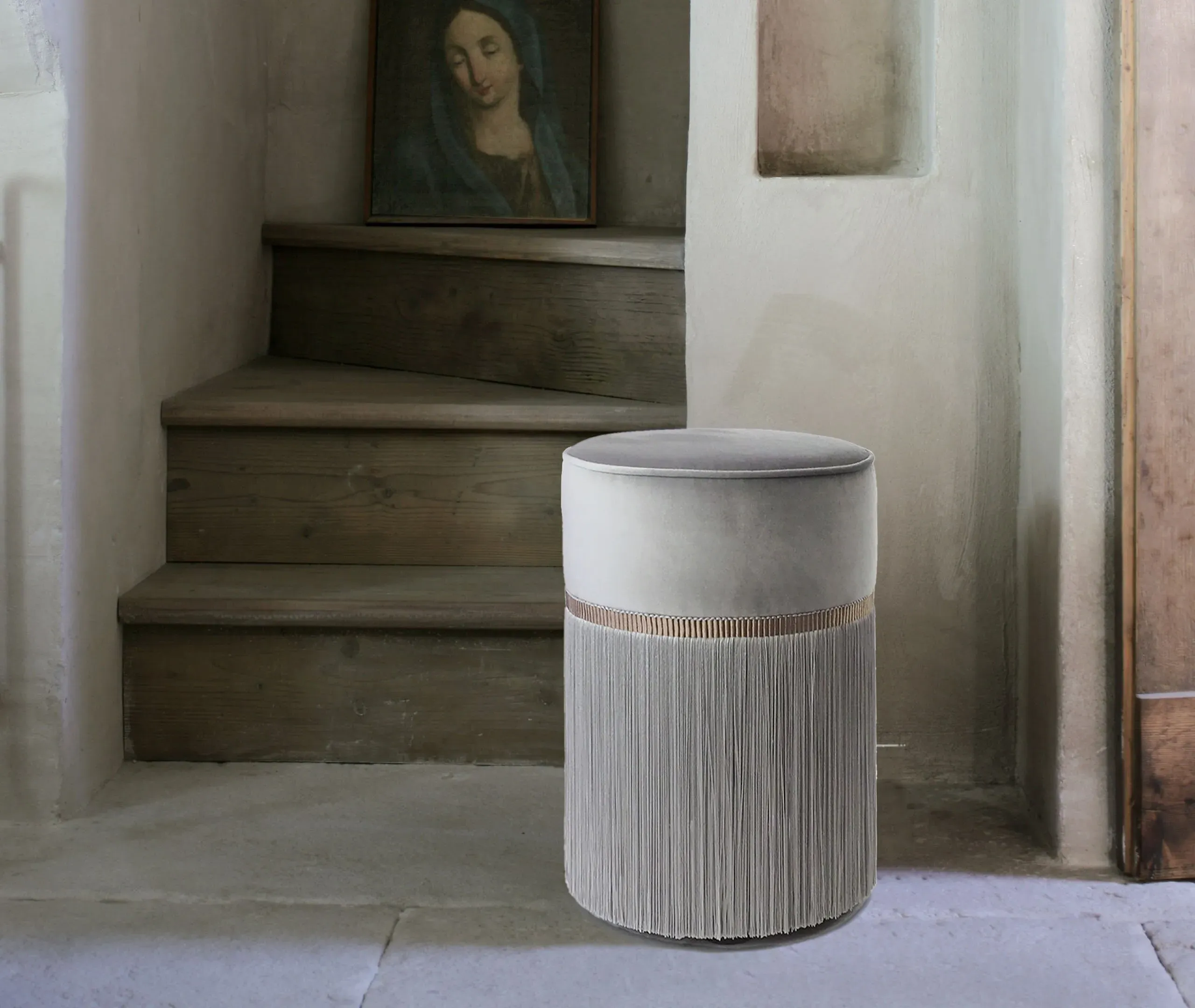 Small Ottoman Handmade - Grey