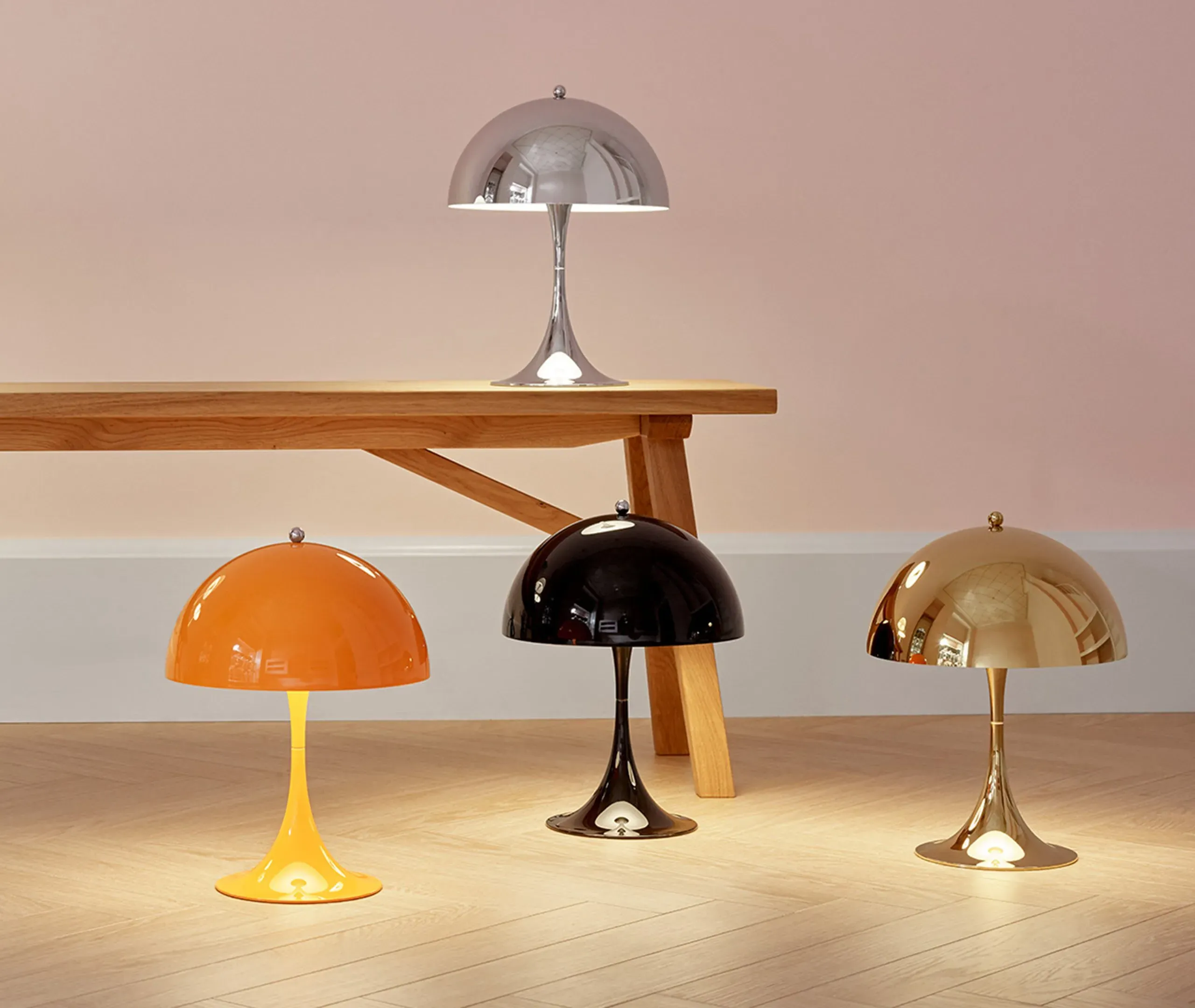 LED Table Lamp with Hemispherical Shade - Black
