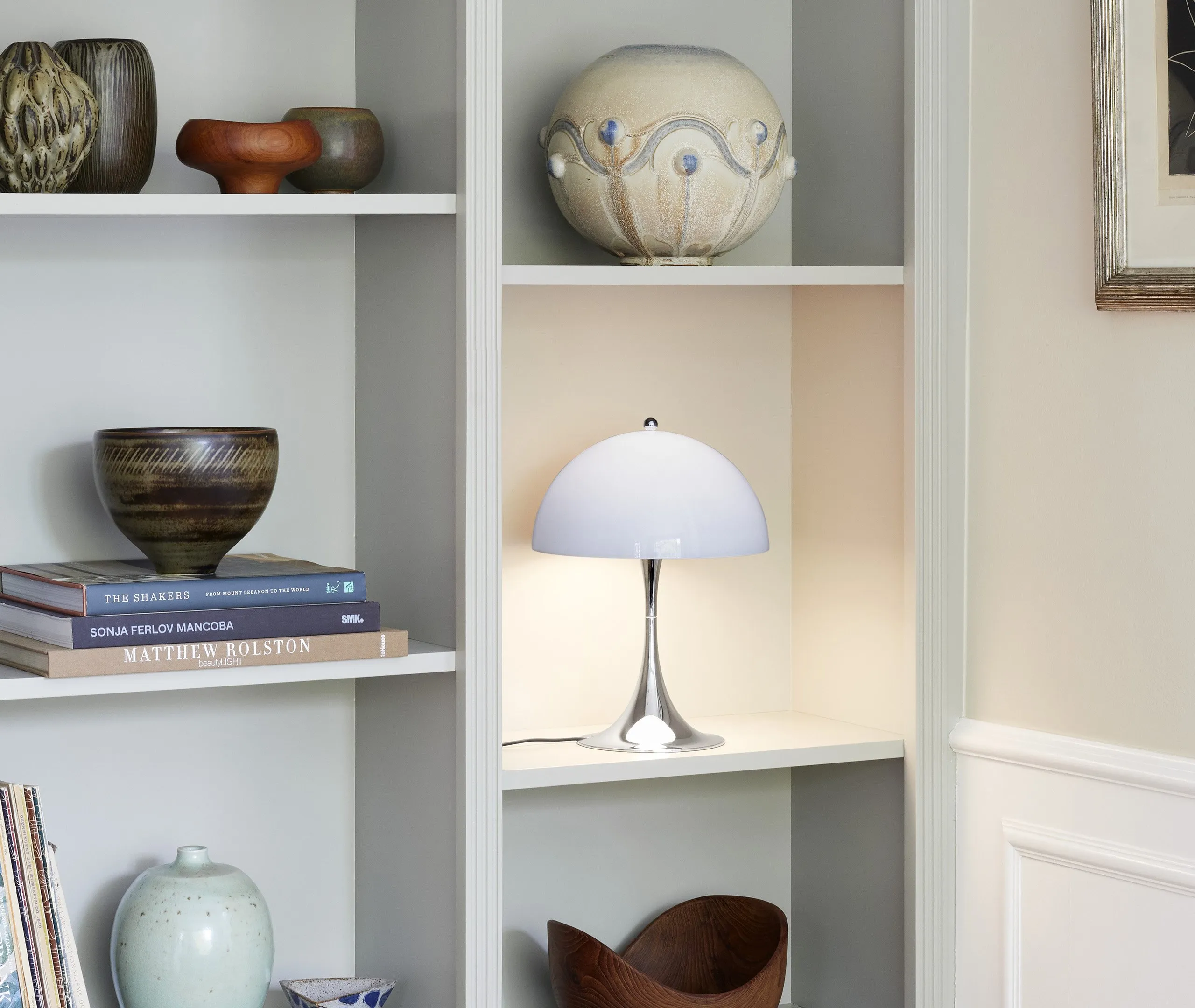 LED Table Lamp with Hemispherical Shade - Grey
