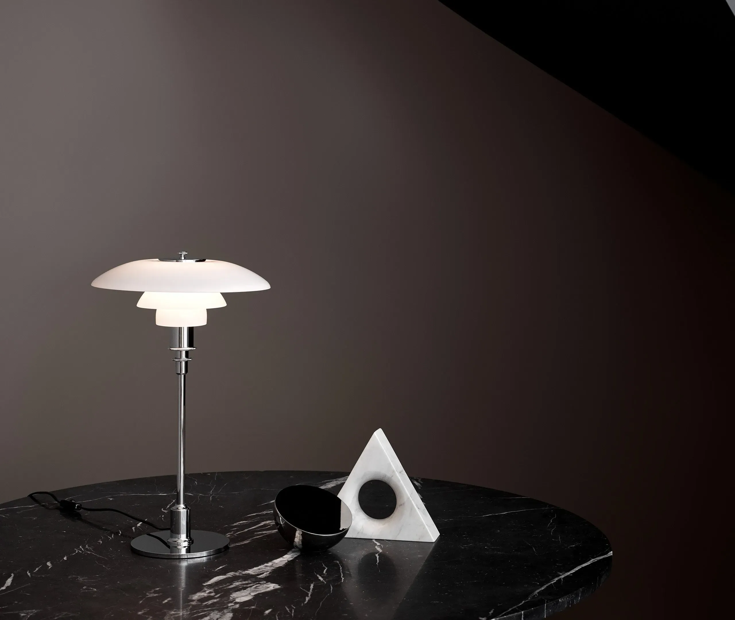 Table Lamp with US Plug - Chrome, Glass