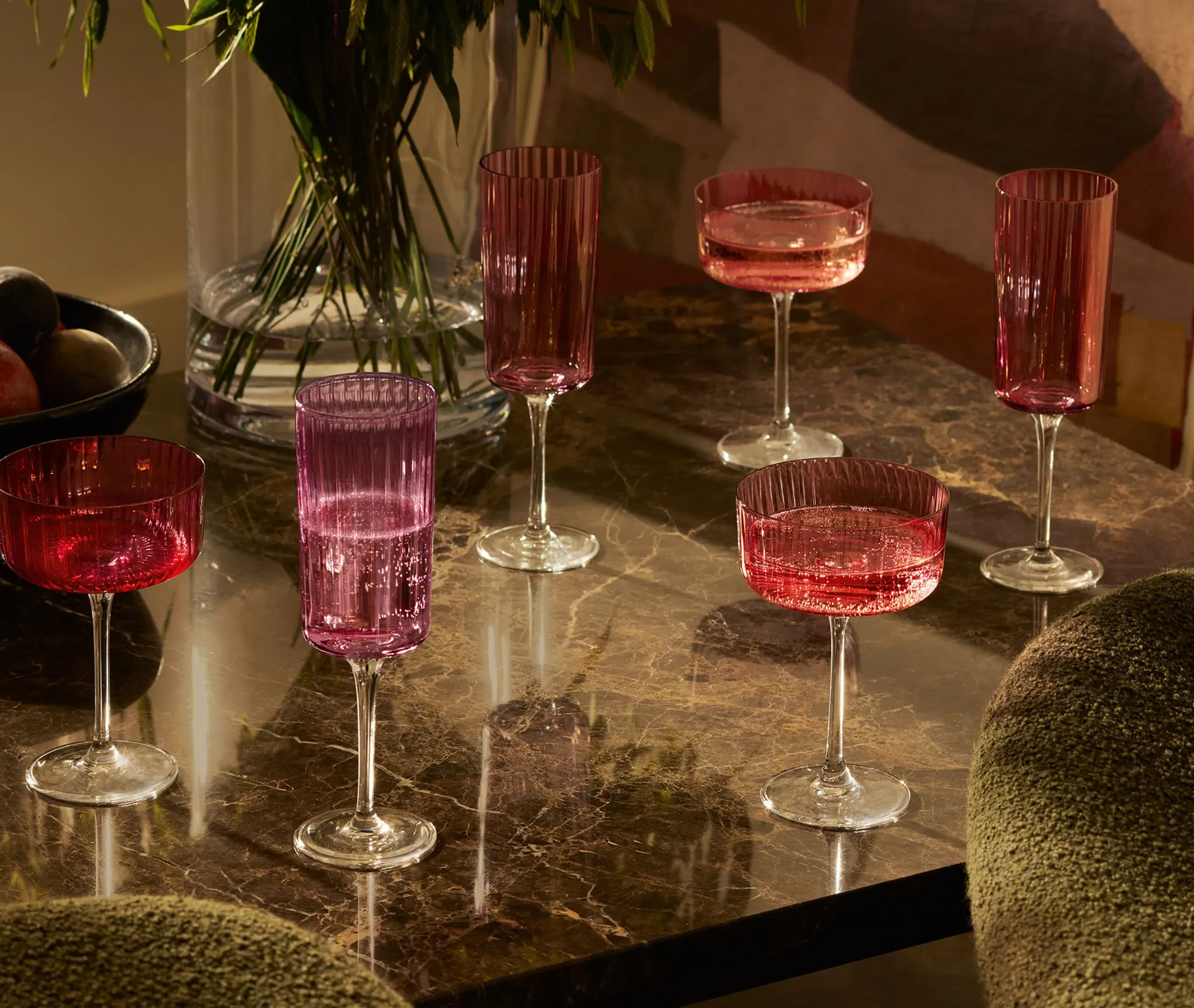 4-Piece Champagne Flute Set - Pink, Glass