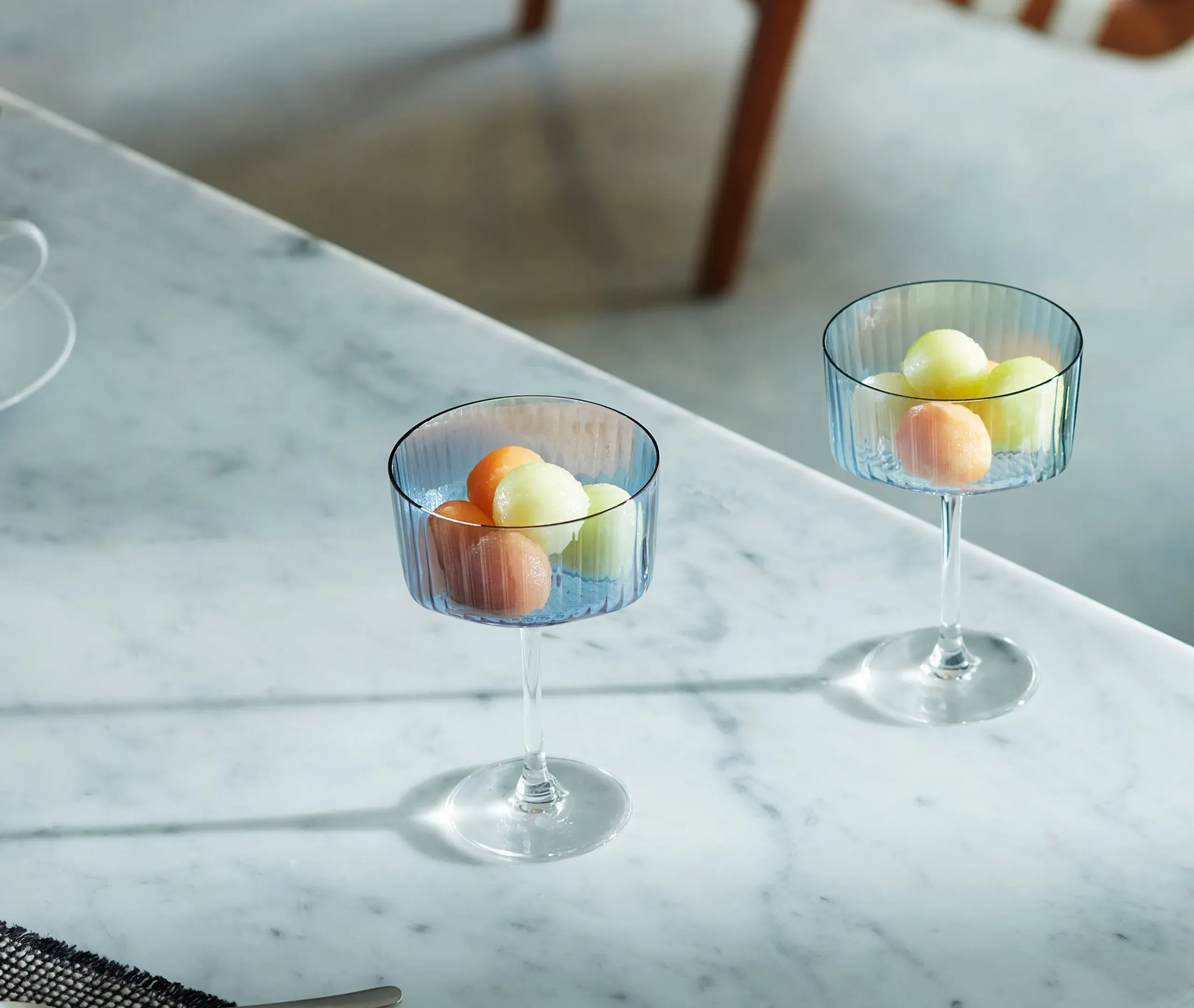 4-Piece Champagne Glass Set - Blue, Glass