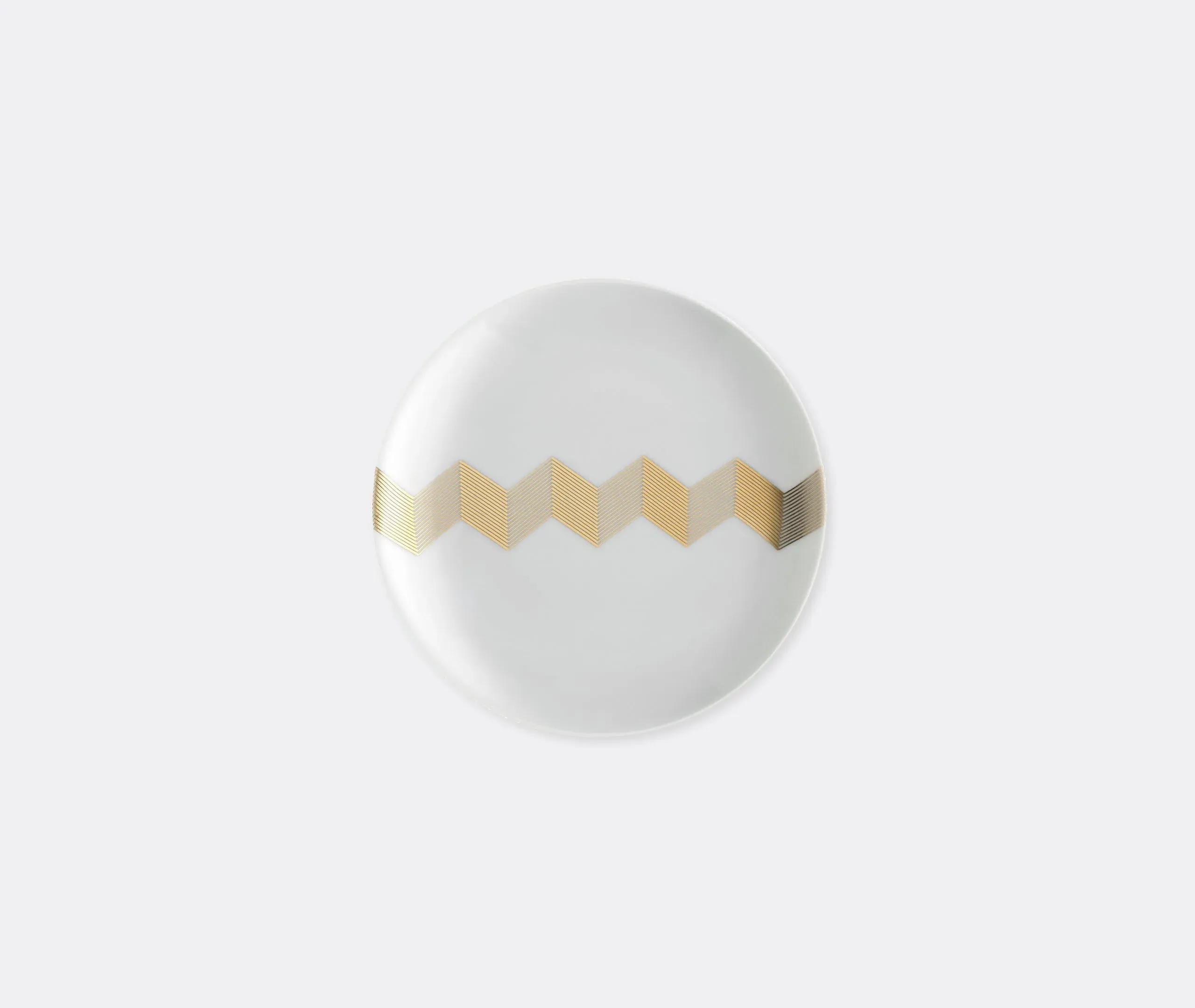 4-Piece Chevron Tea Plate Set - Gold, Porcelain