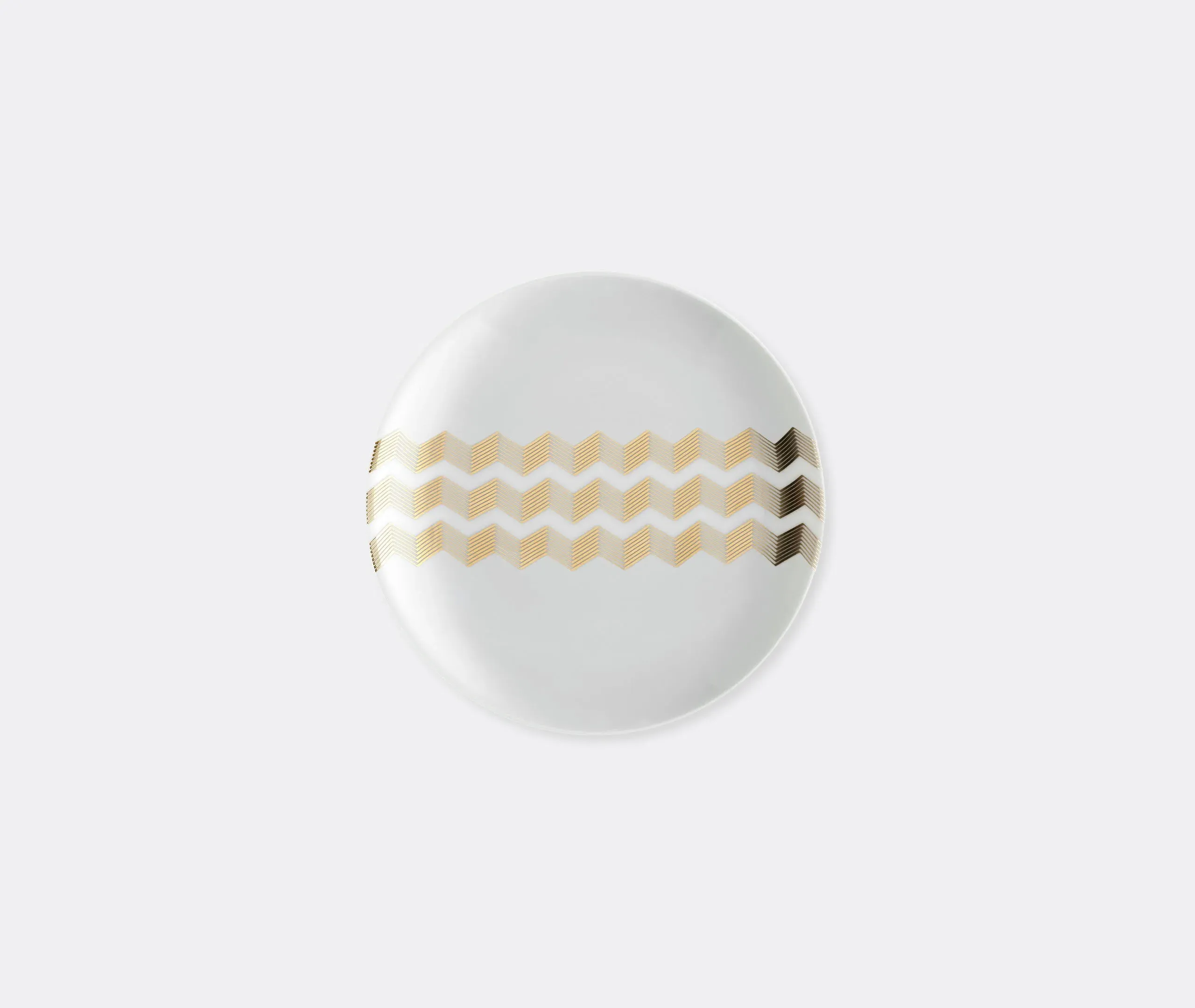 4-Piece Chevron Tea Plate Set - Gold, Porcelain