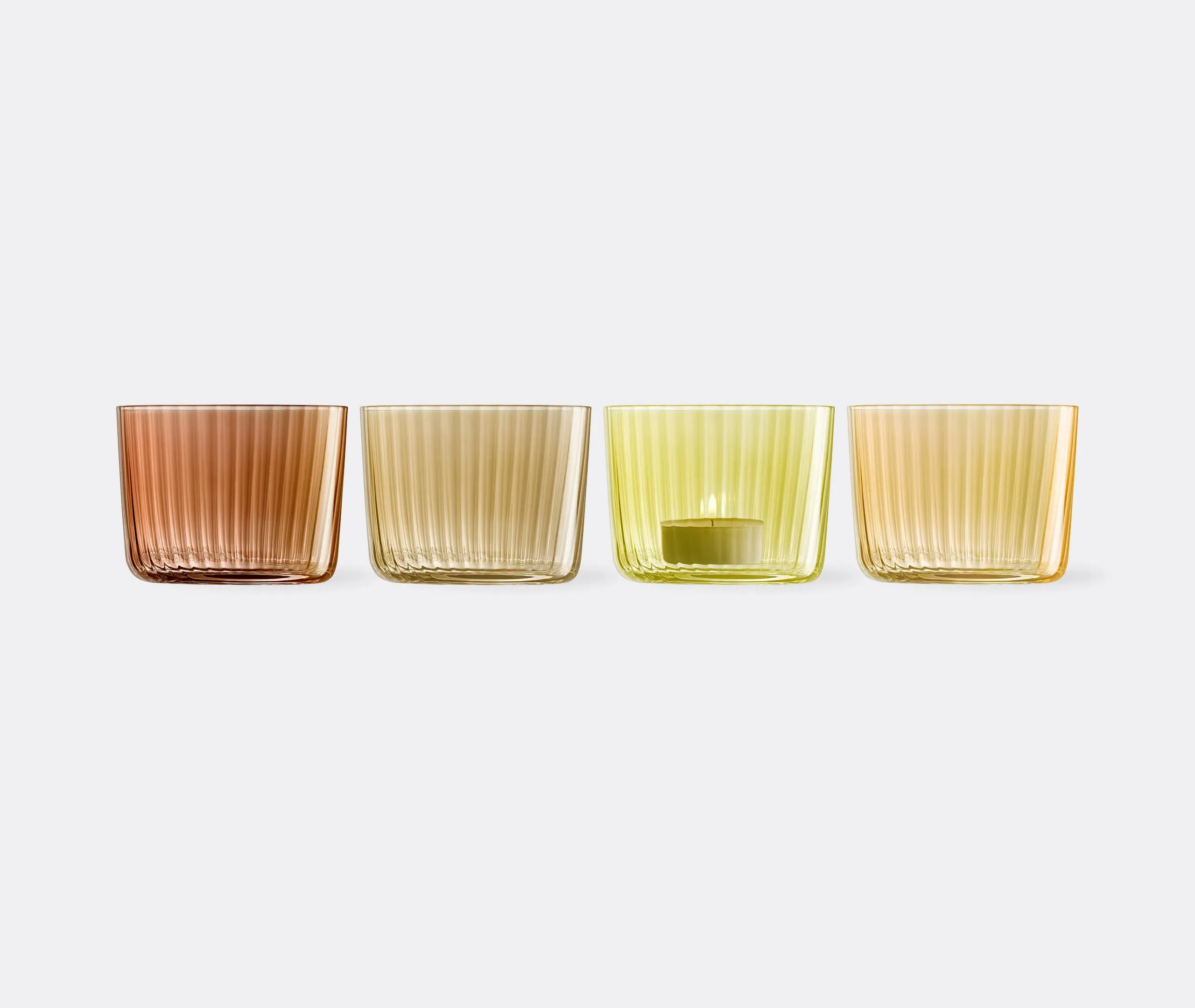 4-Piece Tealight Holder Set - Amber, Glass image