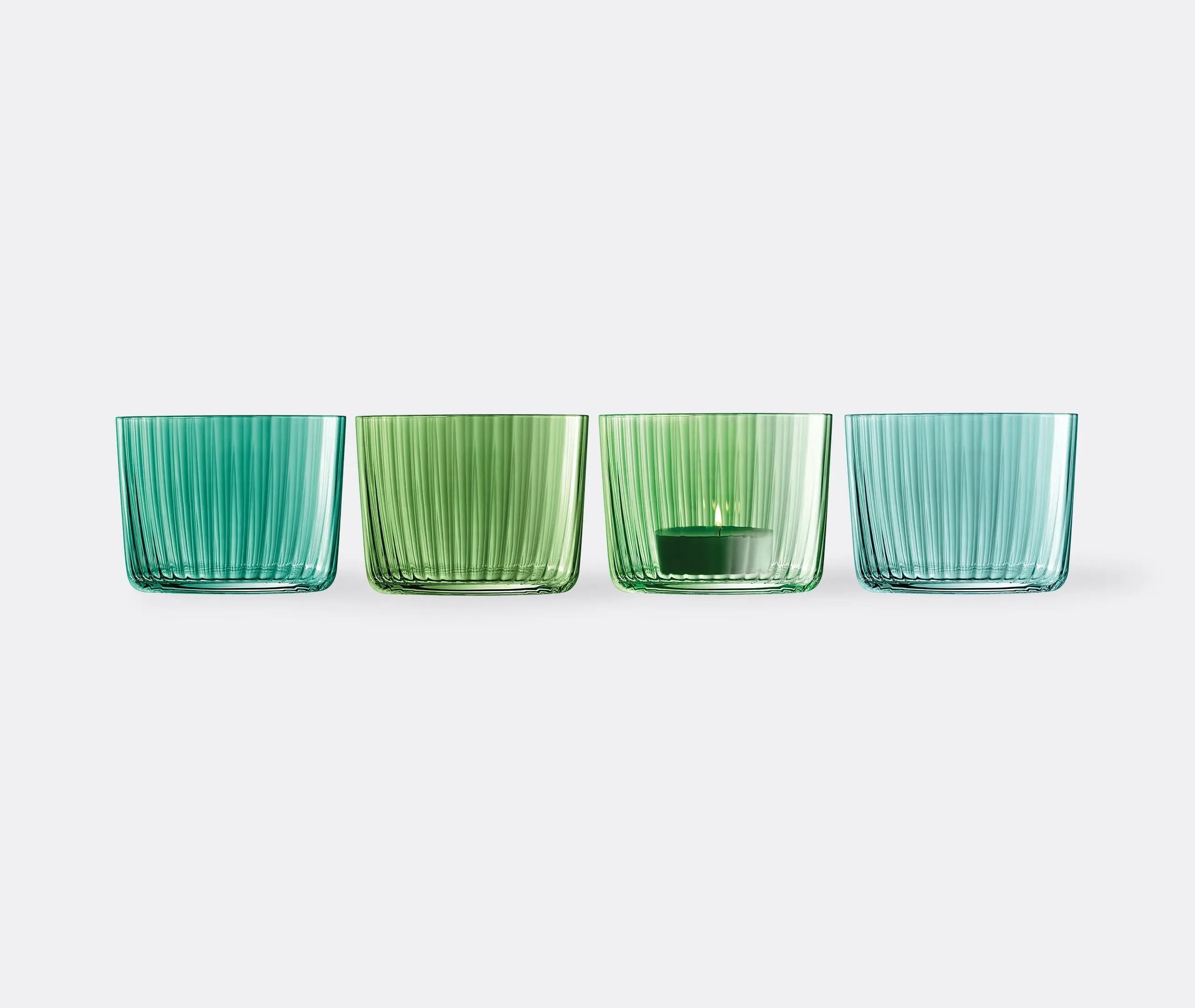 4-Piece Tealight Holder Set - Green, Glass
