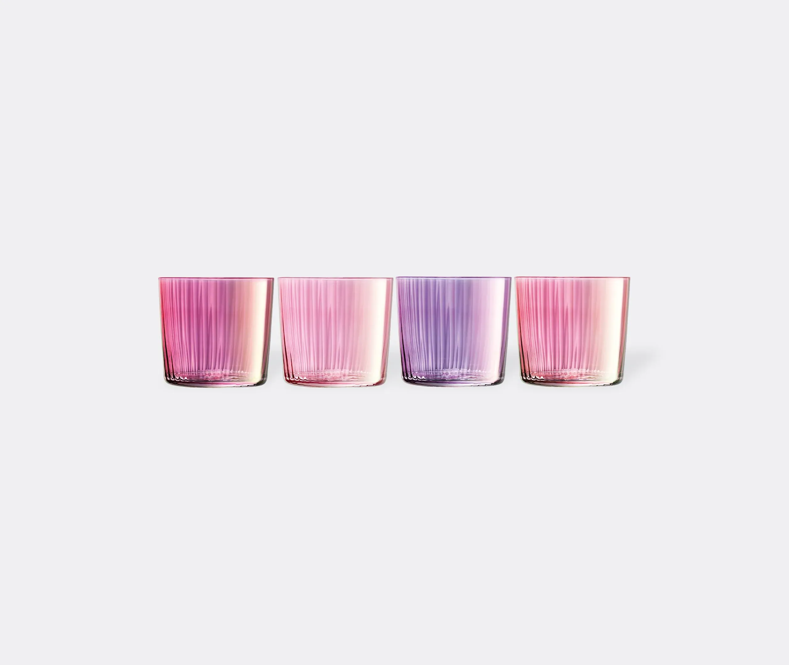 4-Piece Tumbler Set with Ridges - Pink, Glass