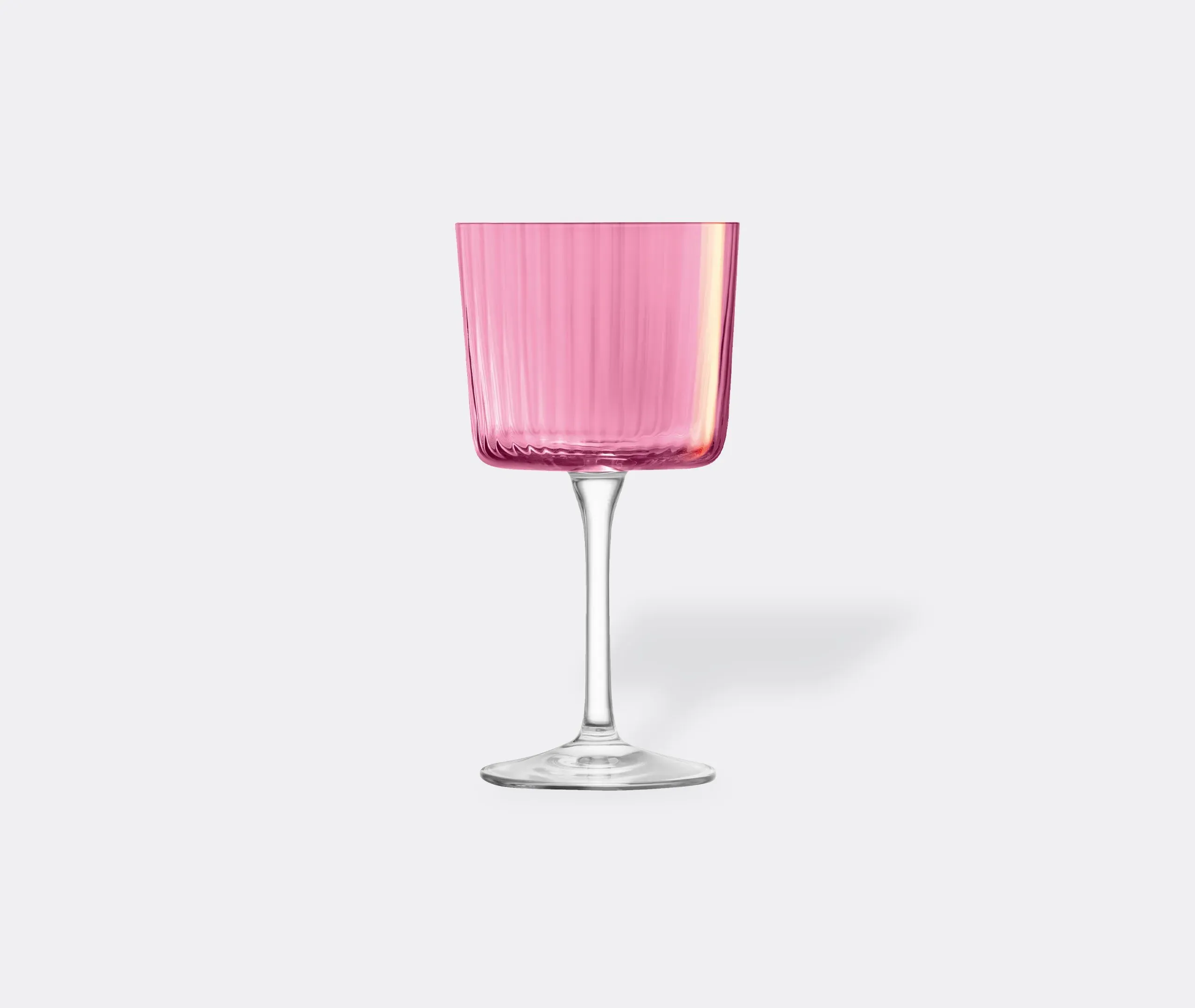 4-Piece Wine Glass Set with Ridged Design - Pink