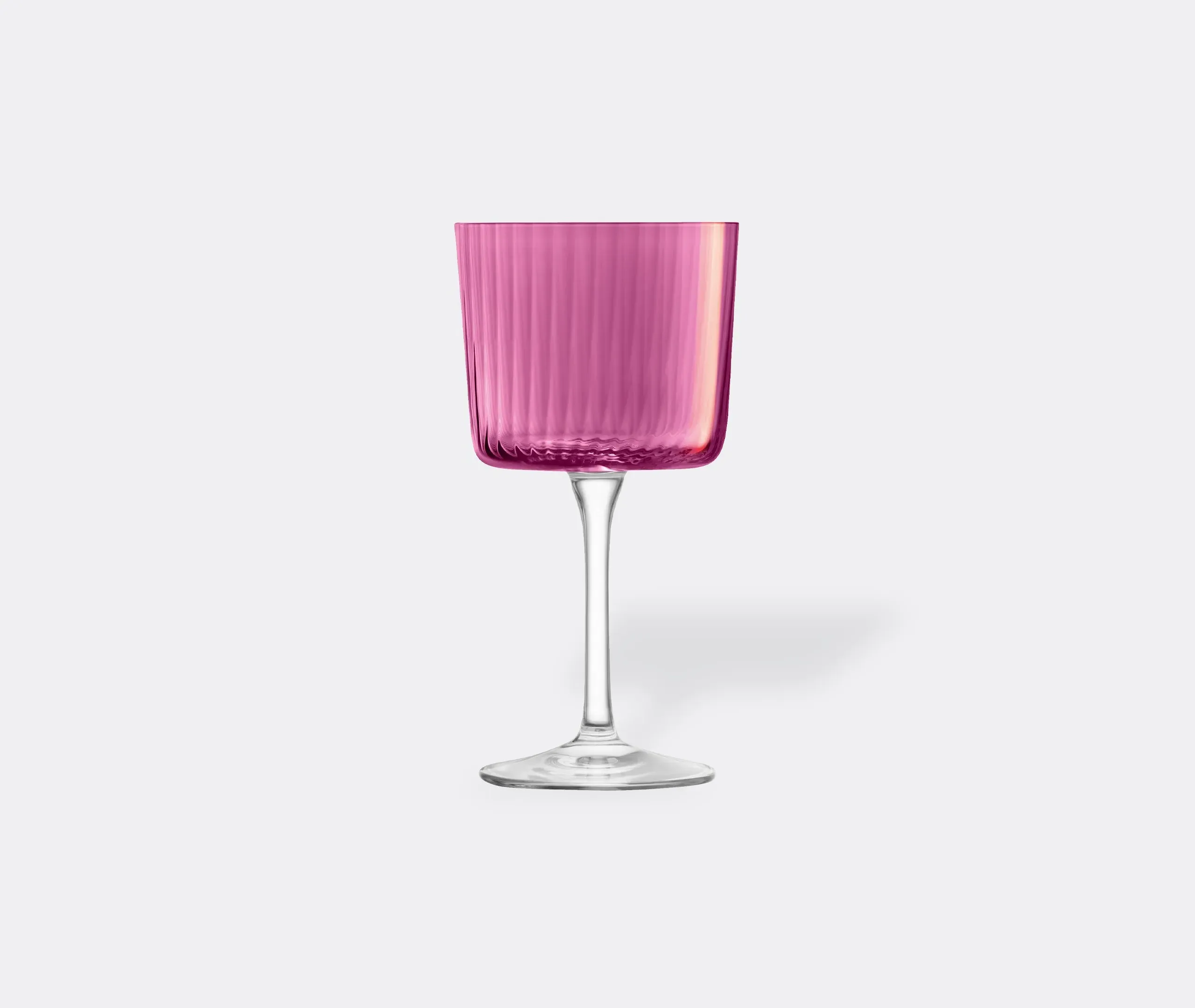4-Piece Wine Glass Set with Ridged Design - Pink