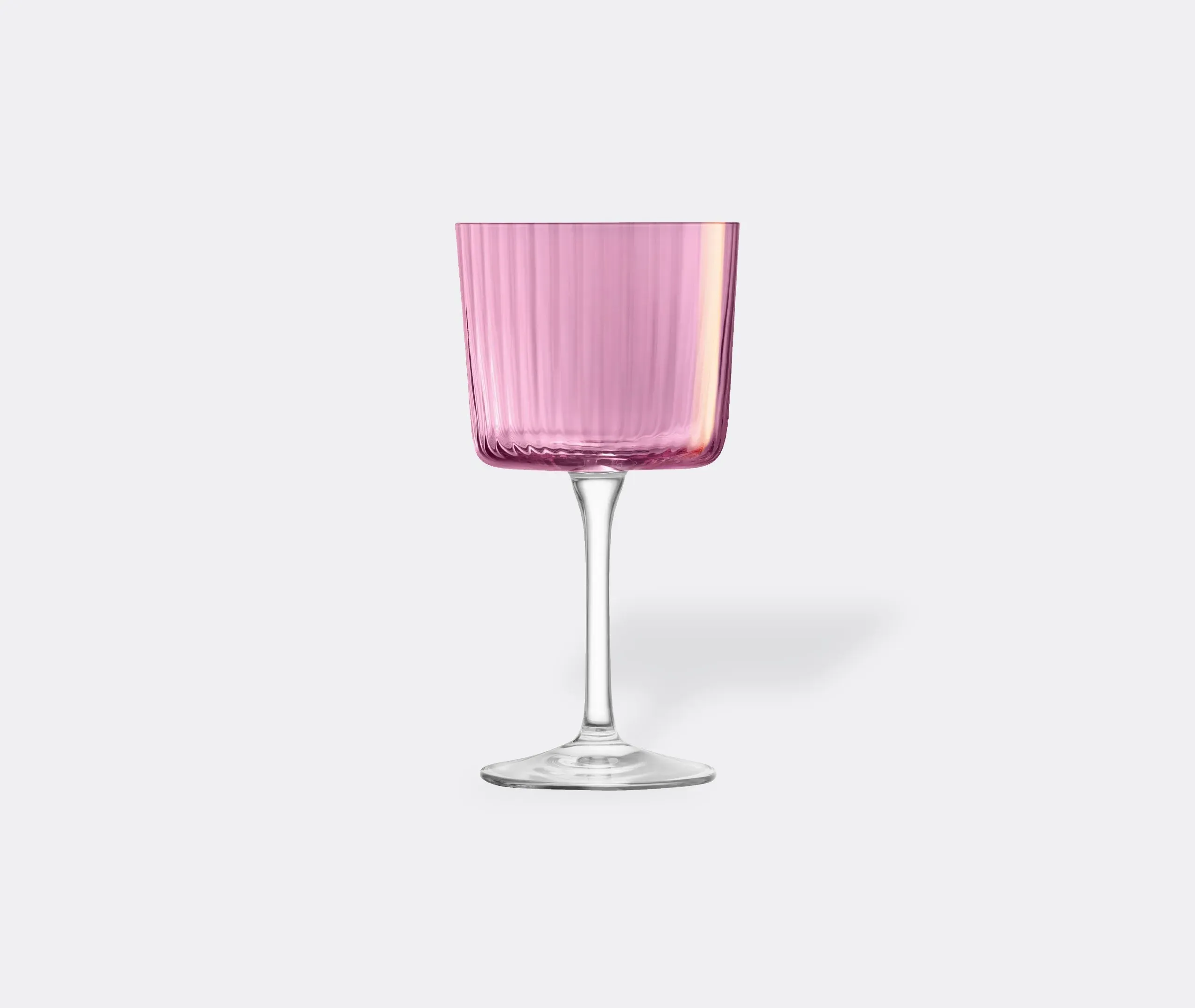 4-Piece Wine Glass Set with Ridged Design - Pink