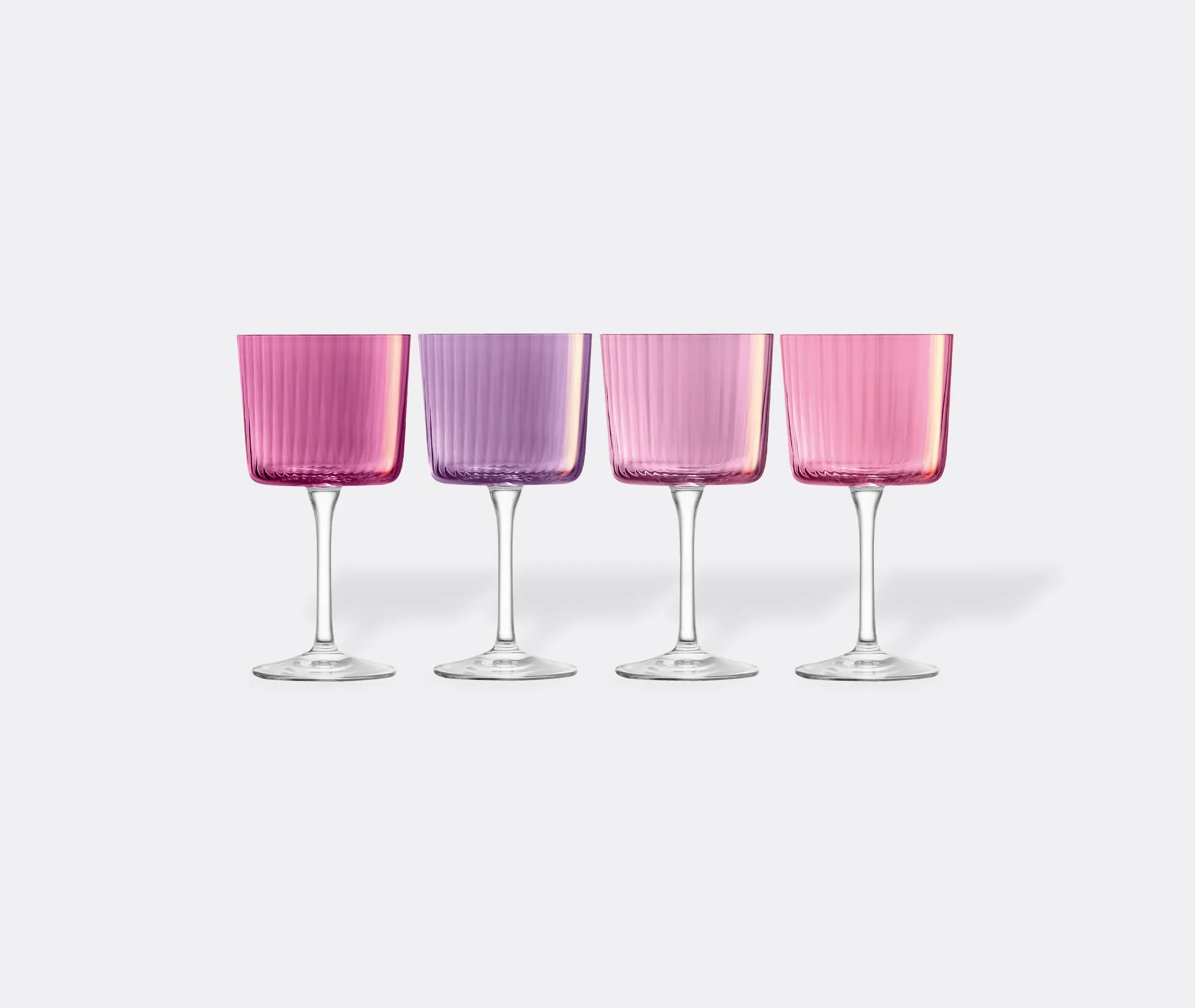 4-Piece Wine Glass Set with Ridged Design - Pink