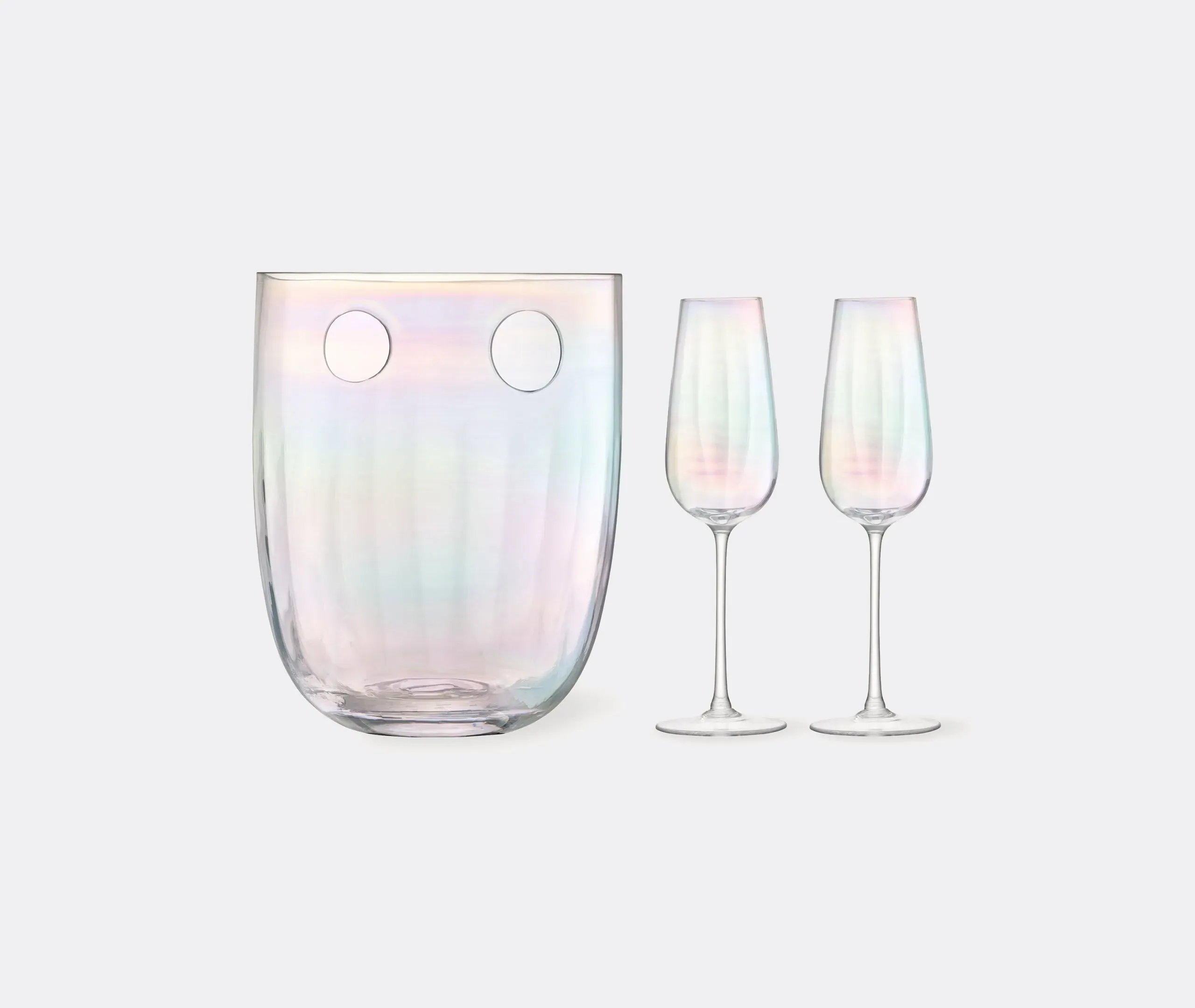 Champagne Set with Bucket - White, Glass image