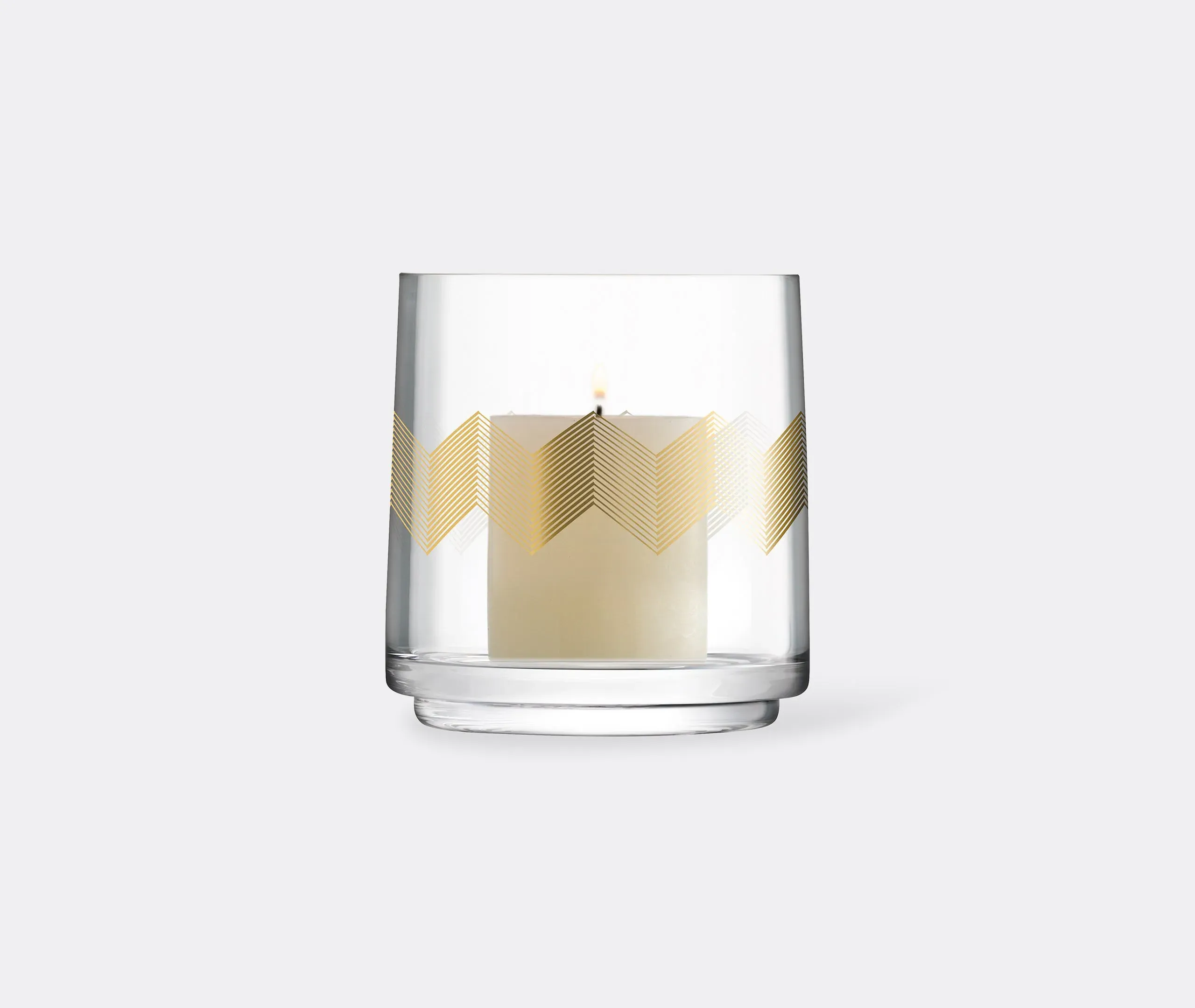 Chevron Lantern And Vase - Gold
