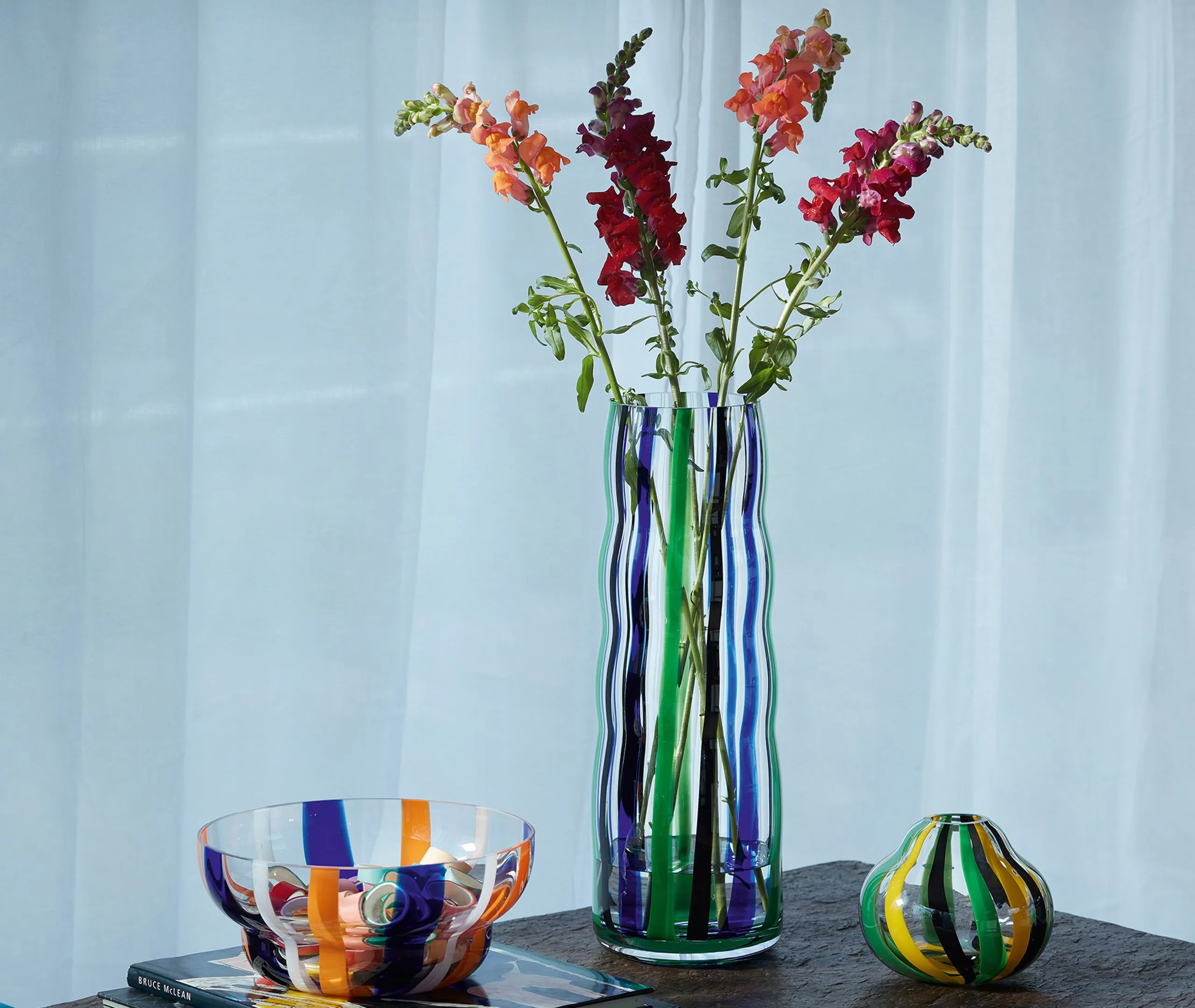 Folk Tall Vase - Multicolor, Glass