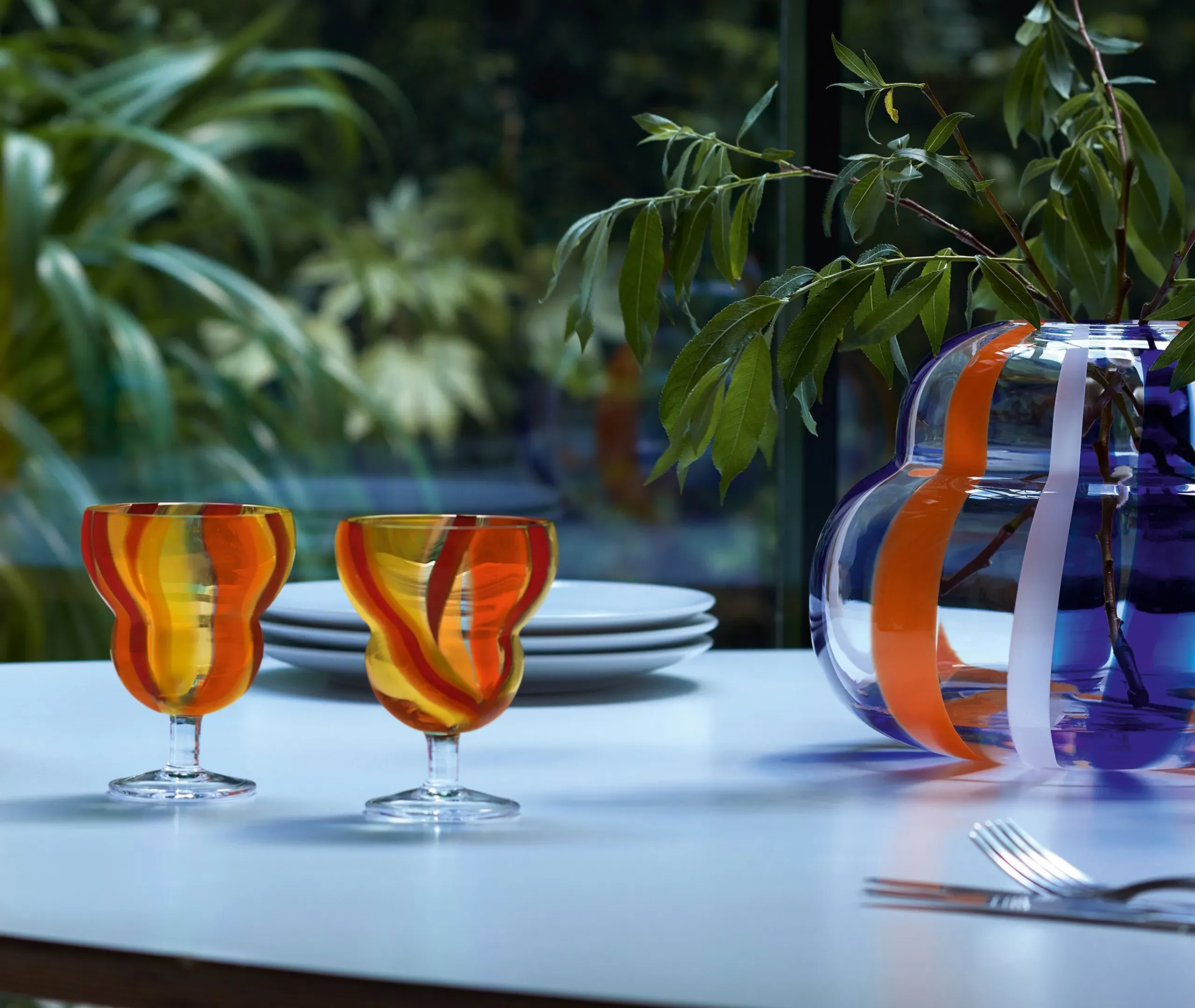 Folk Wine Glass Set of Two - Multicolor