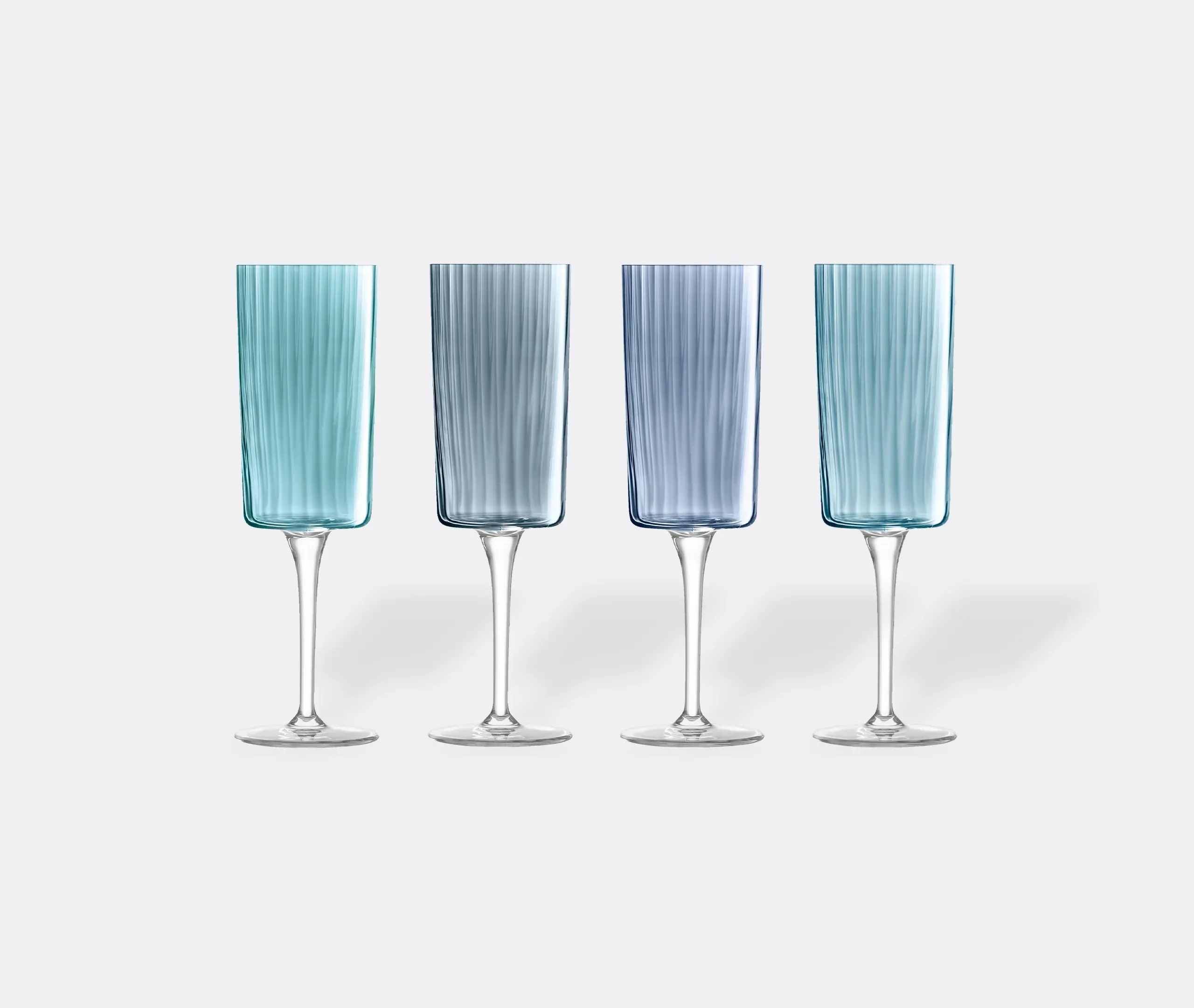 Gems Champagne Flute Set of Four - Blue, Glass