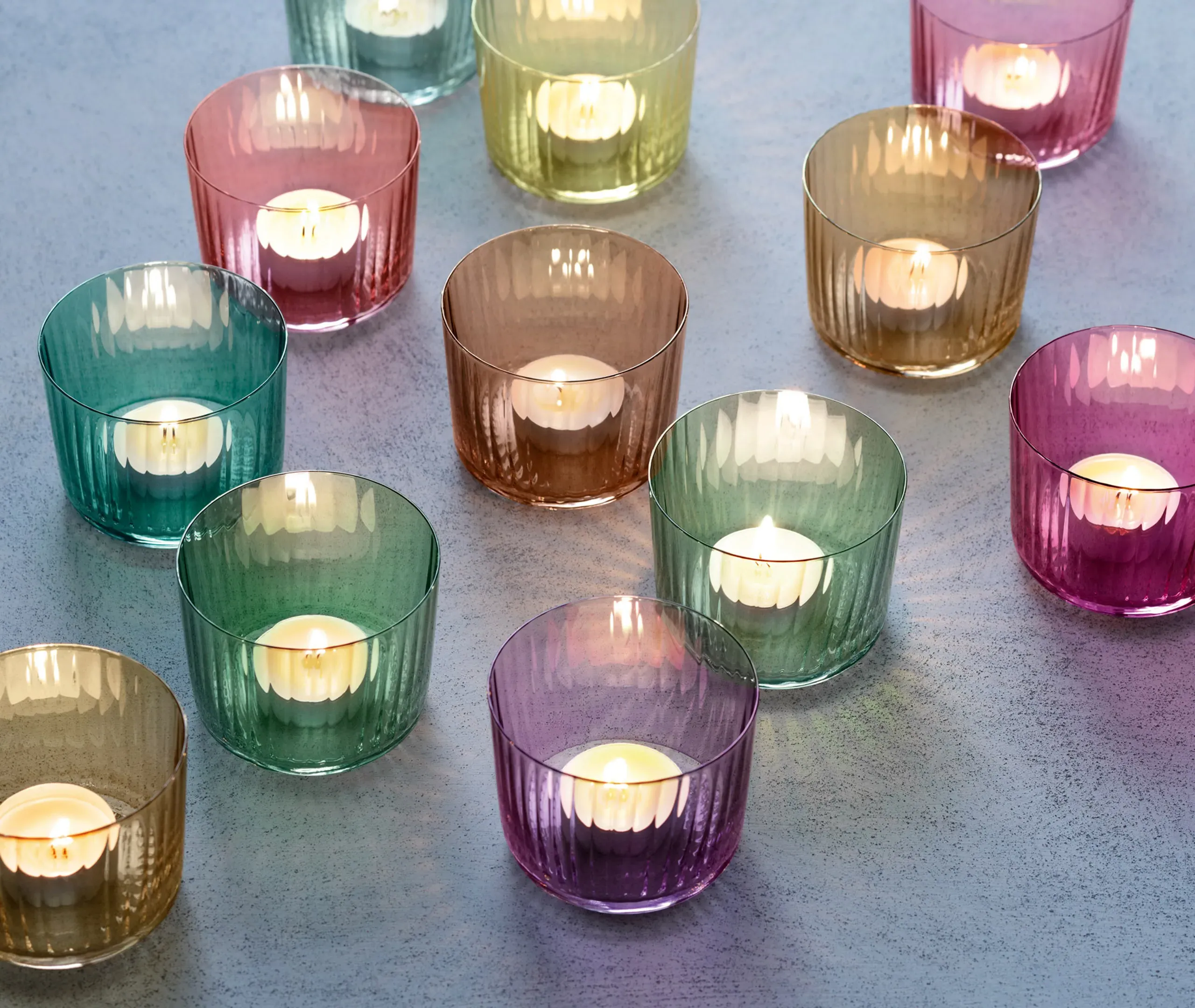 Gems Tealight Holder Set of Four - Pink, Glass