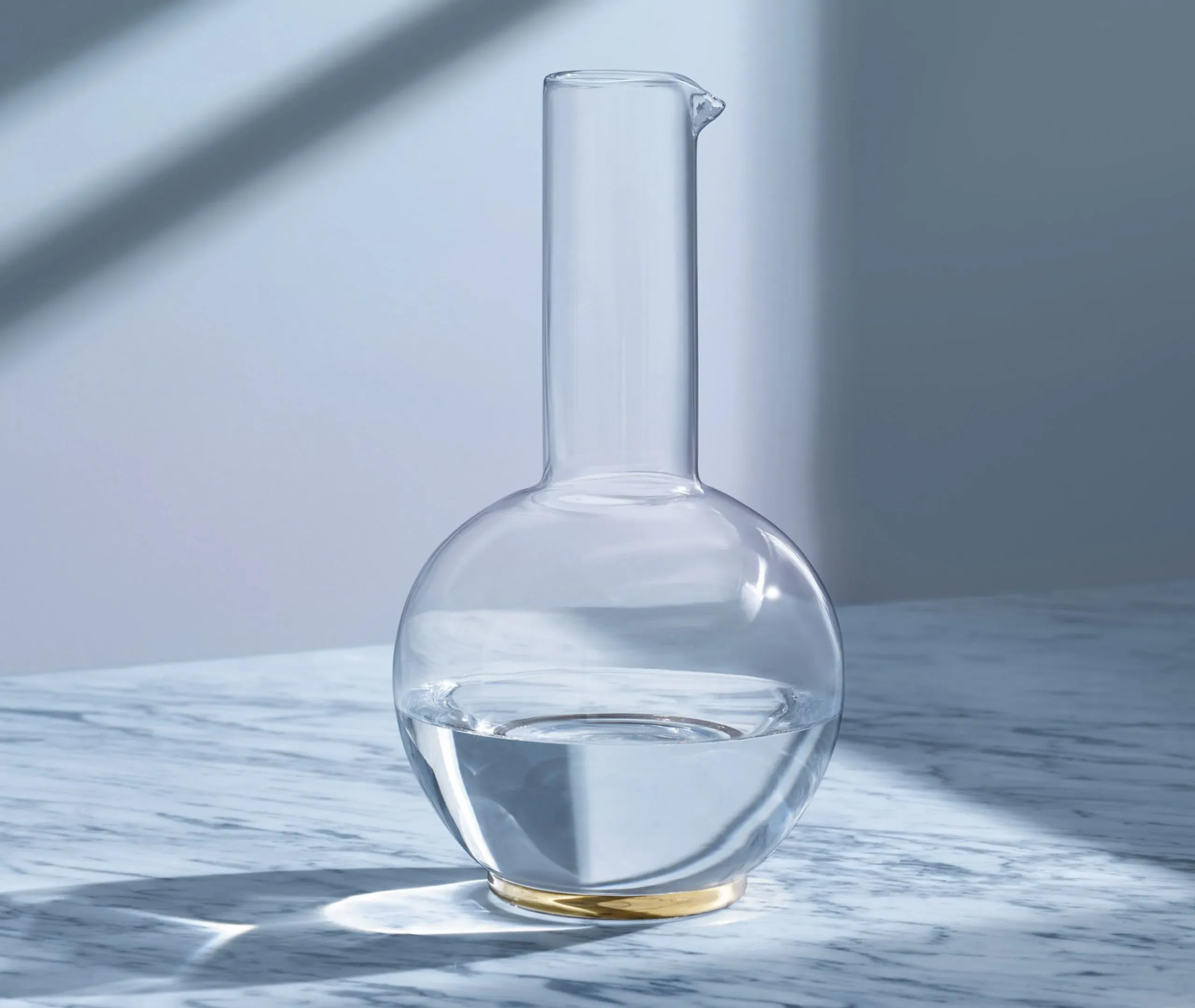 Glass Carafe with Gold Band - Clear, Glass