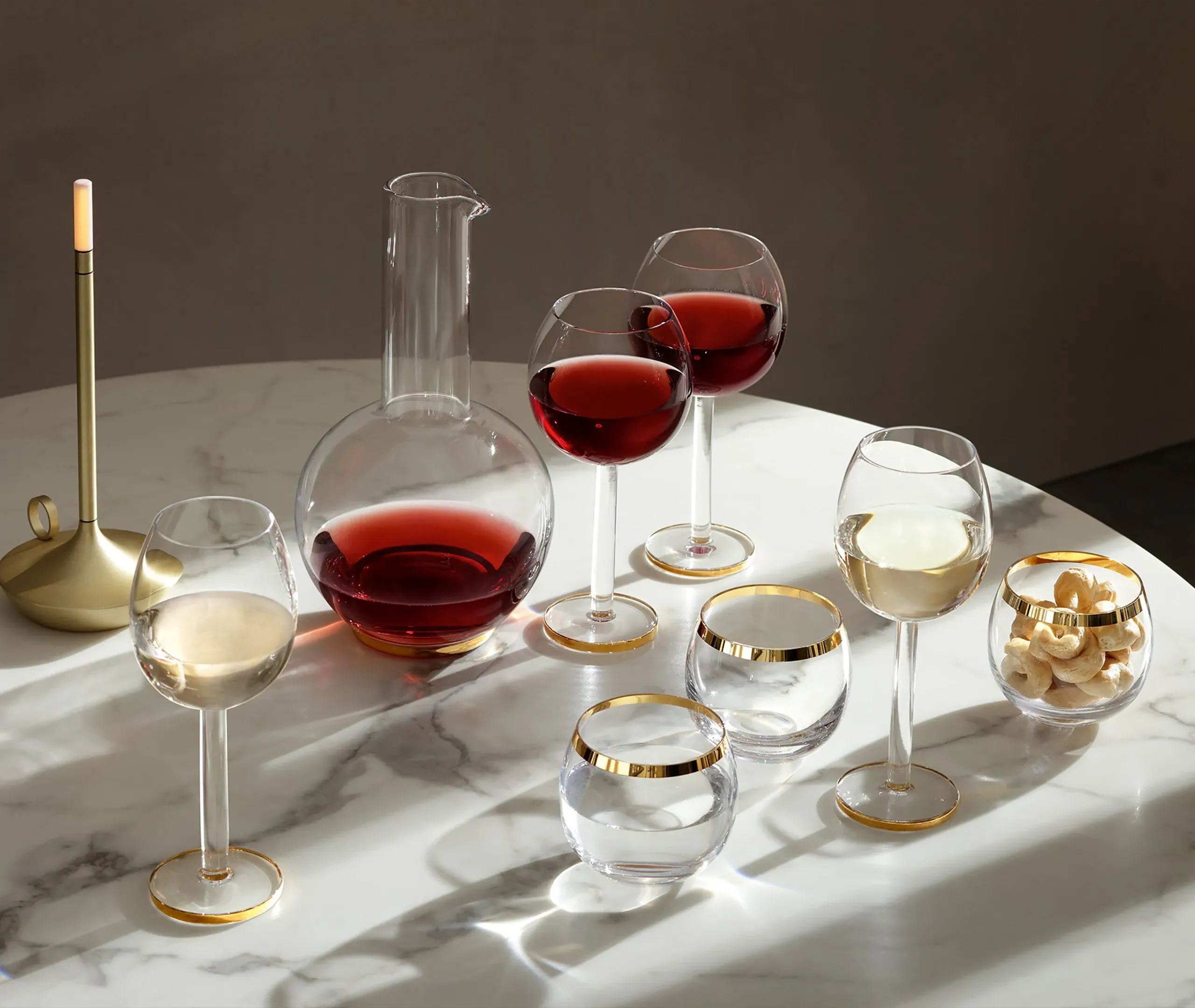 Glass Carafe with Gold Band - Clear, Glass