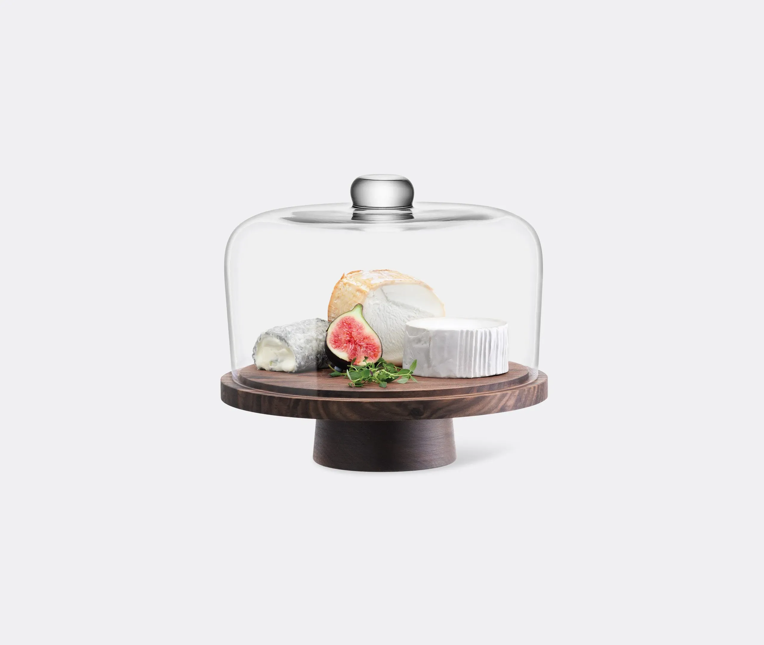 Glass Dome with Walnut Stand - Clear, Glass
